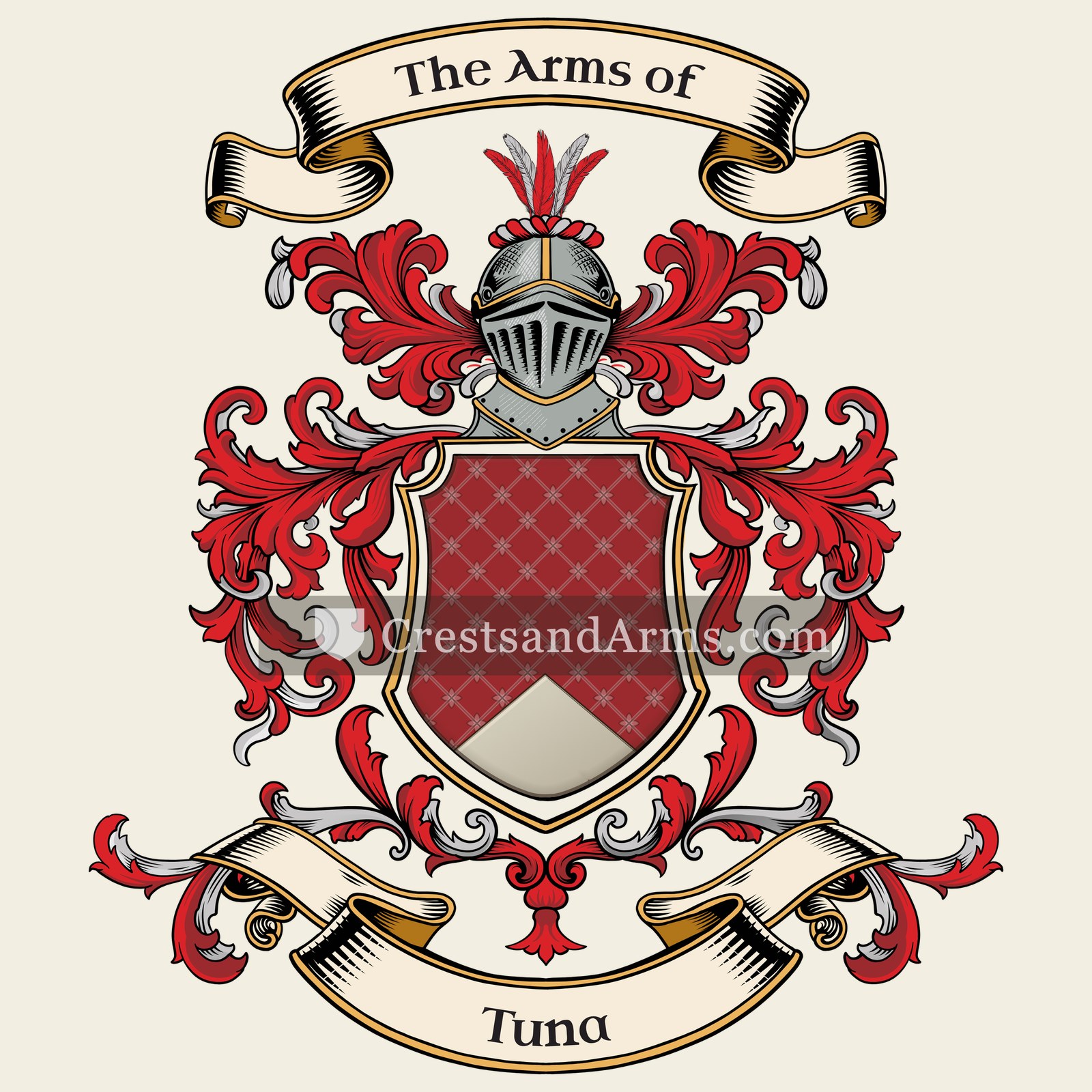 The Tuna coat of arms, drawn from the recorded blazon