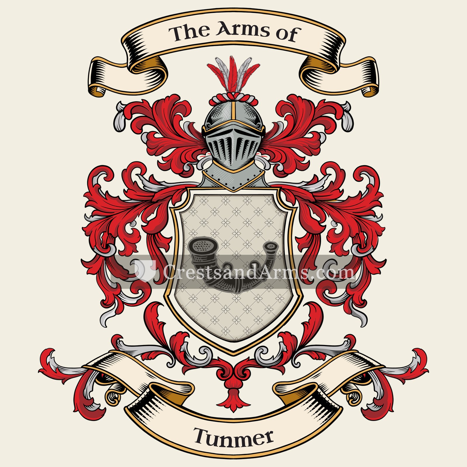 The Tunmer coat of arms, drawn from the recorded blazon