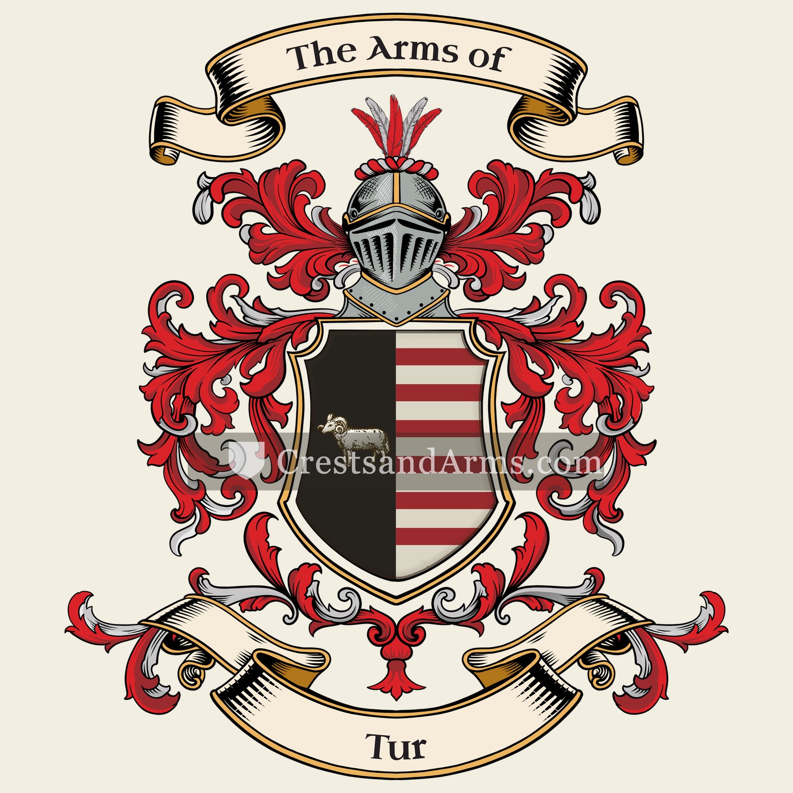 The Tur coat of arms, drawn from the recorded blazon
