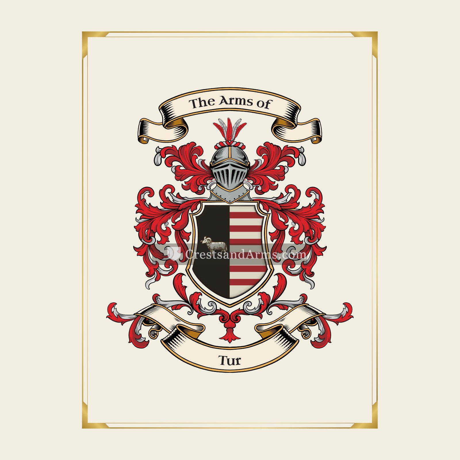 With gold border