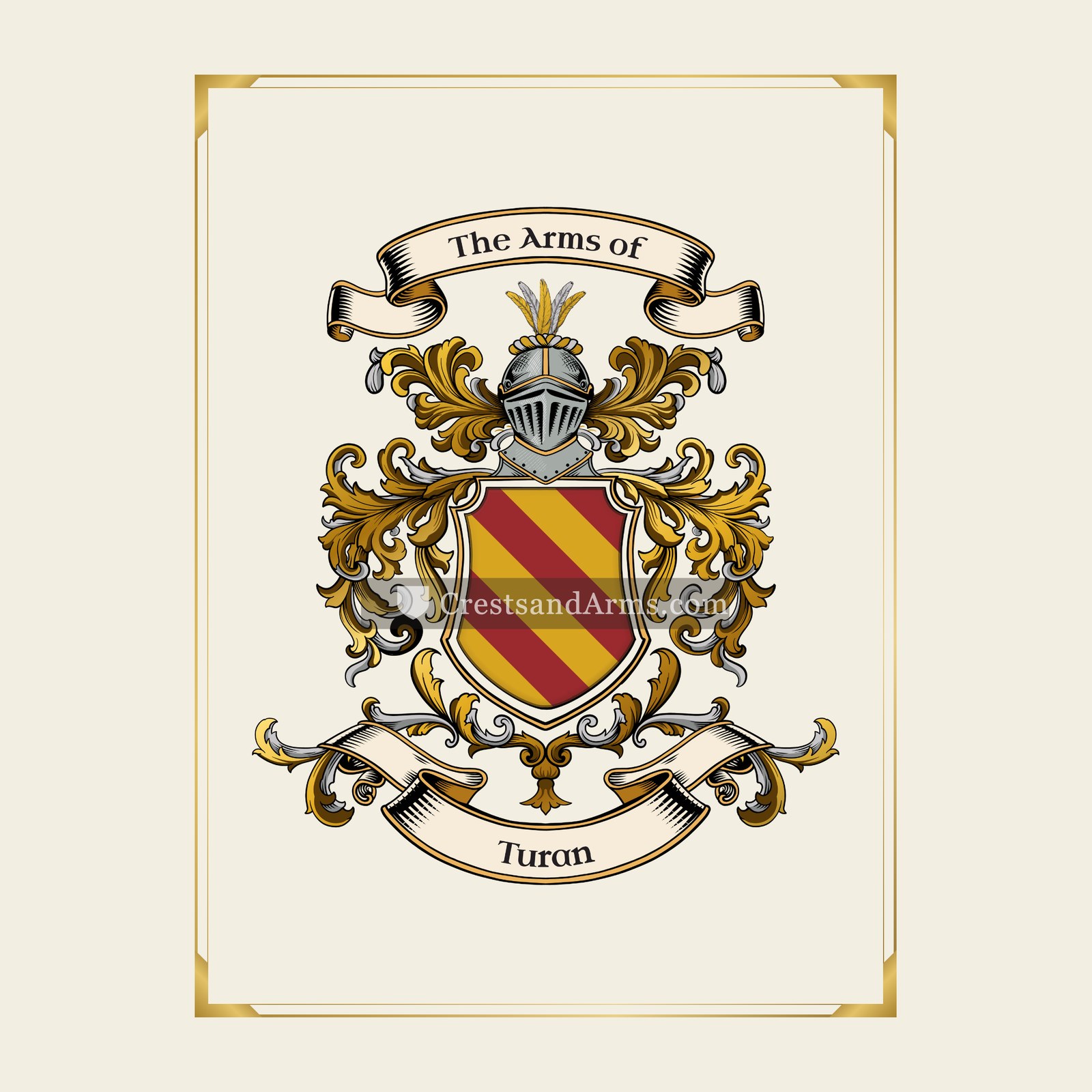 With gold border