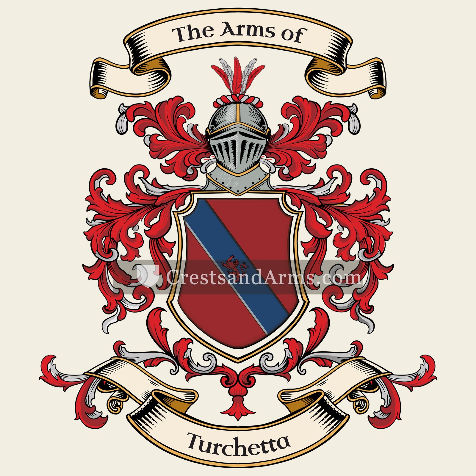 The Turchetta coat of arms, drawn from the recorded blazon