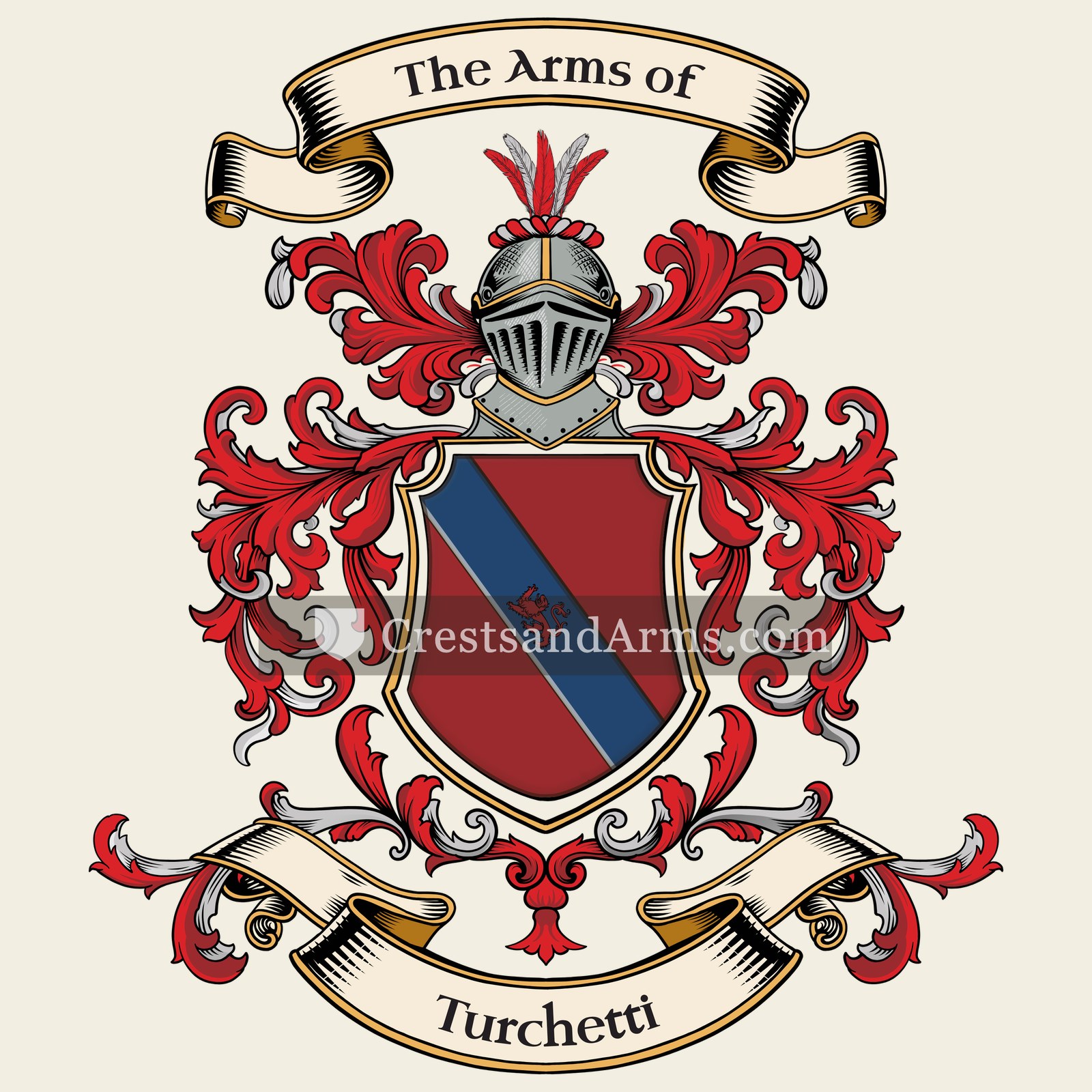 The Turchetti coat of arms, drawn from the recorded blazon