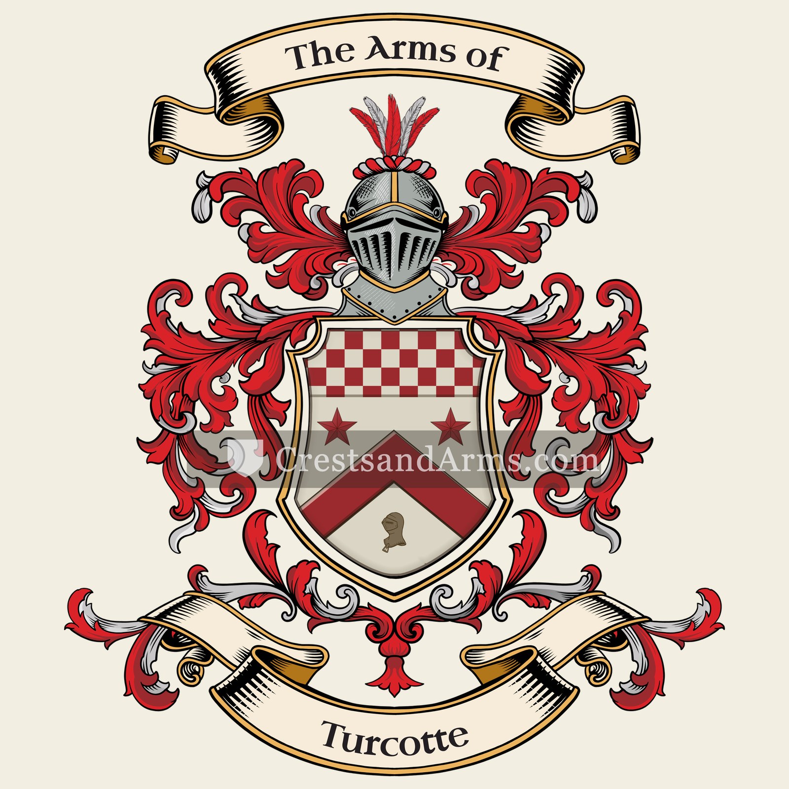 The Turcotte coat of arms, drawn from the recorded blazon