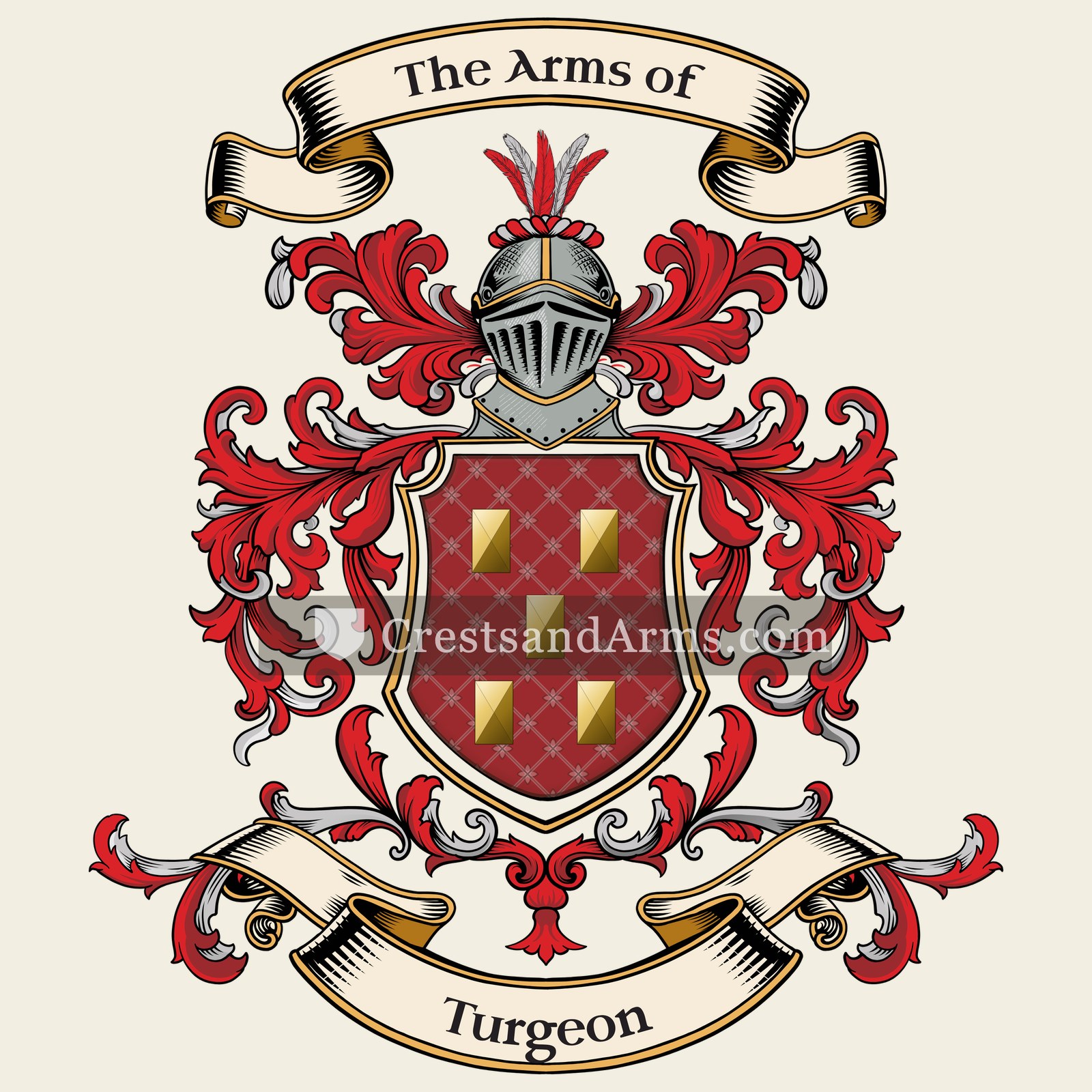 The Turgeon coat of arms, drawn from the recorded blazon