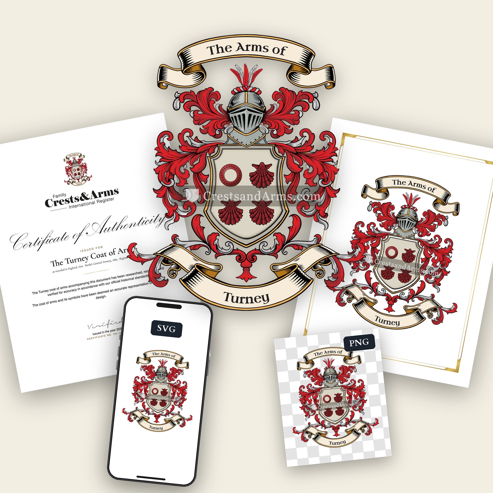 The Turney arms on the coat of arms — digital pack
