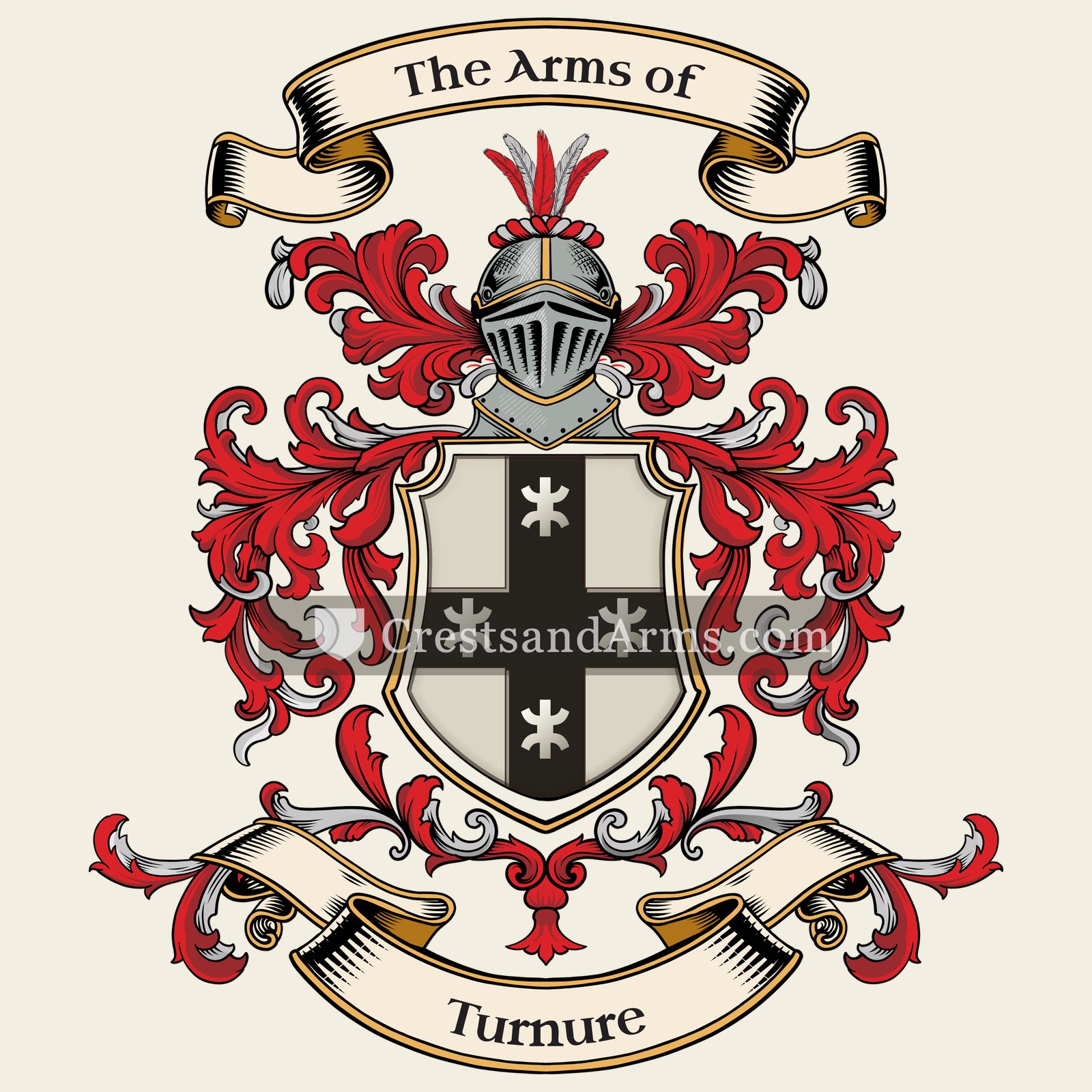 The Turnure coat of arms, drawn from the recorded blazon