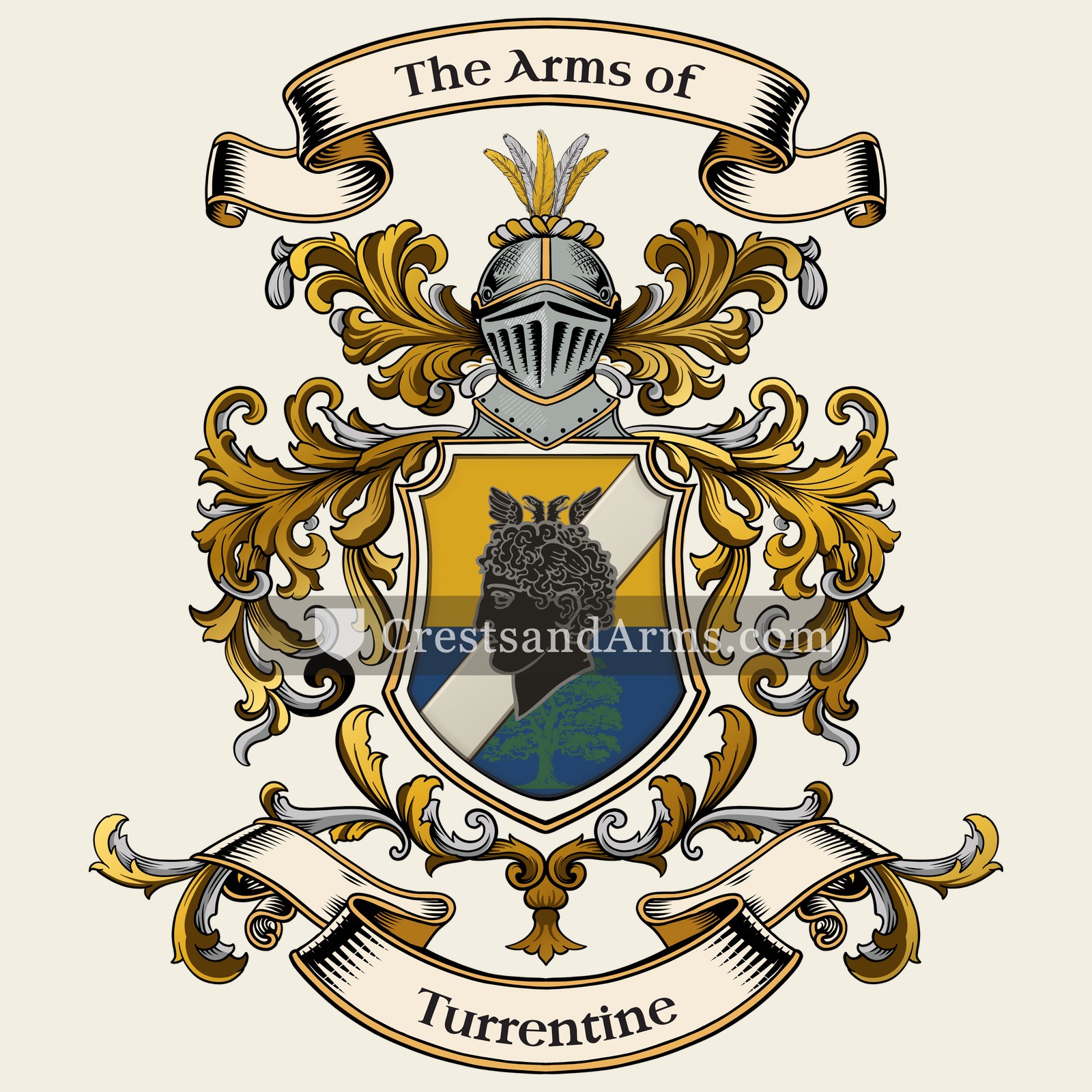 The Turrentine coat of arms, drawn from the recorded blazon