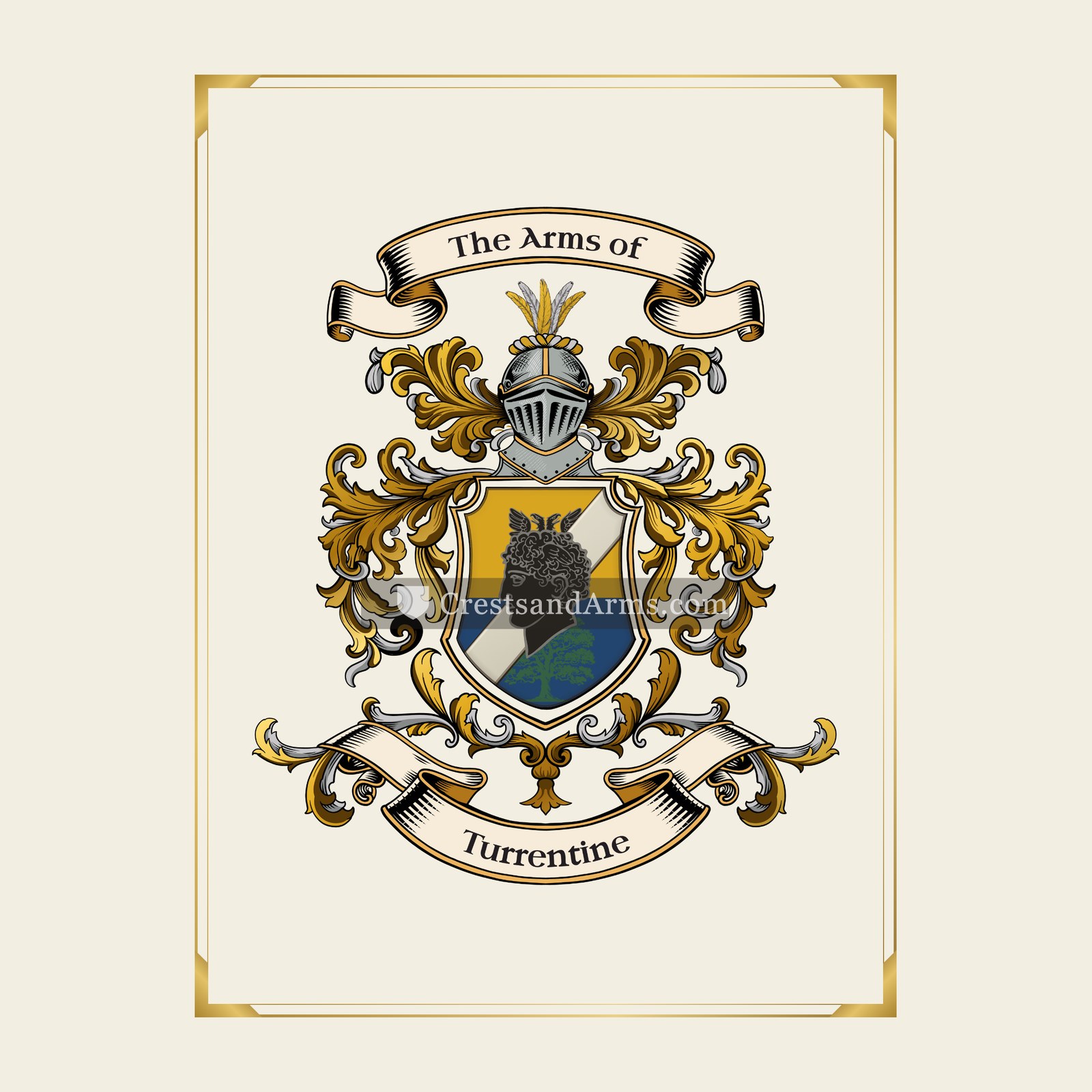 With gold border