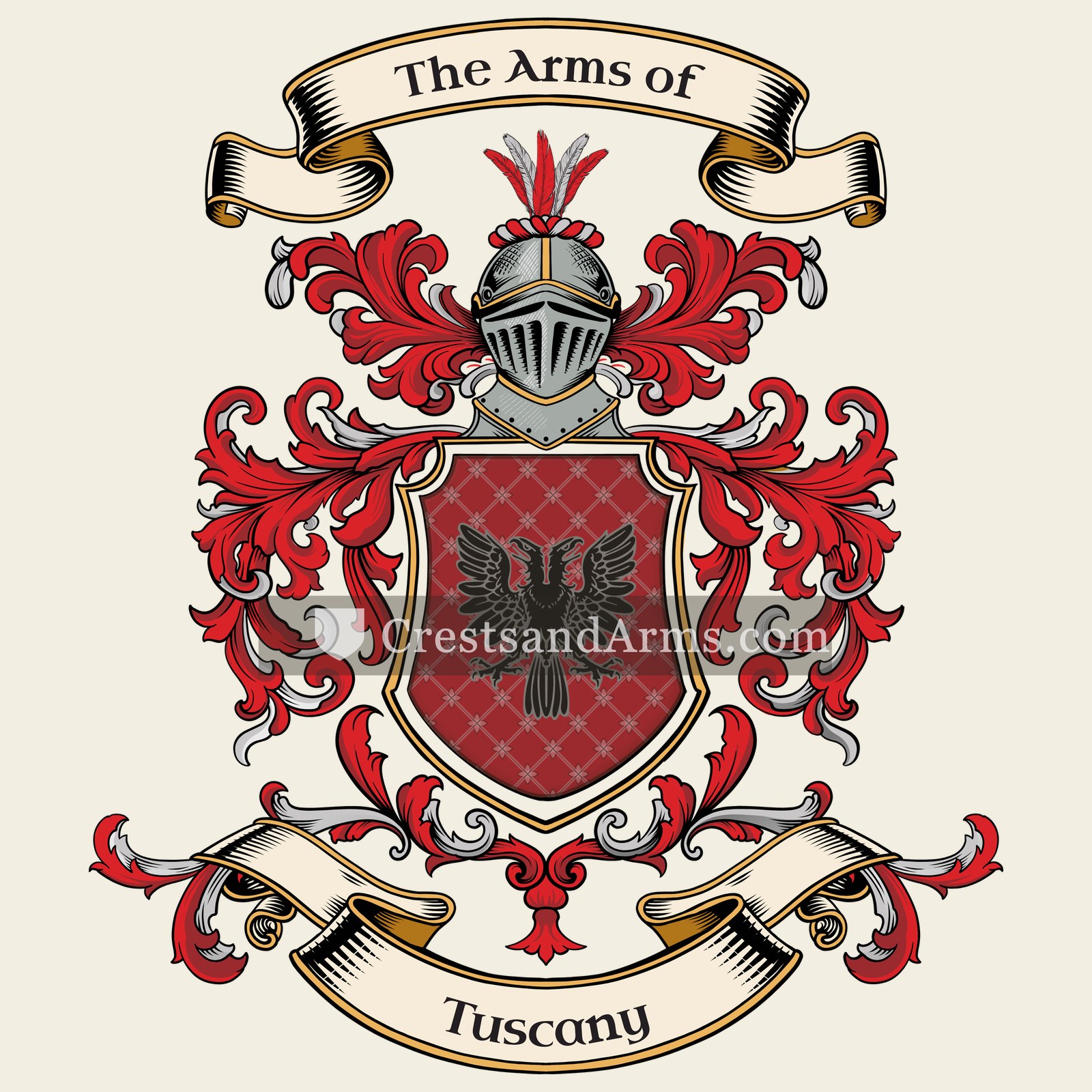 The Tuscany coat of arms, drawn from the recorded blazon