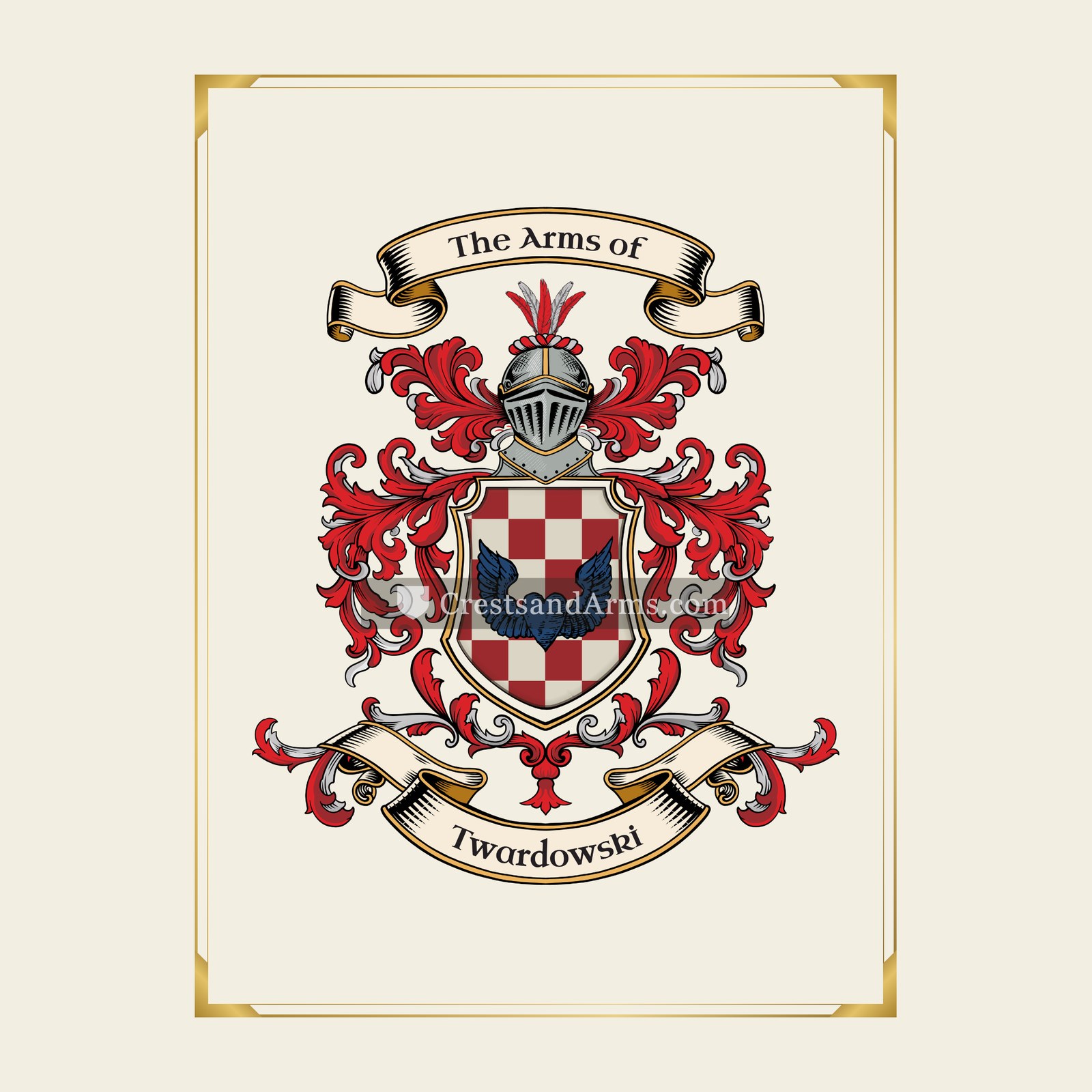 With gold border