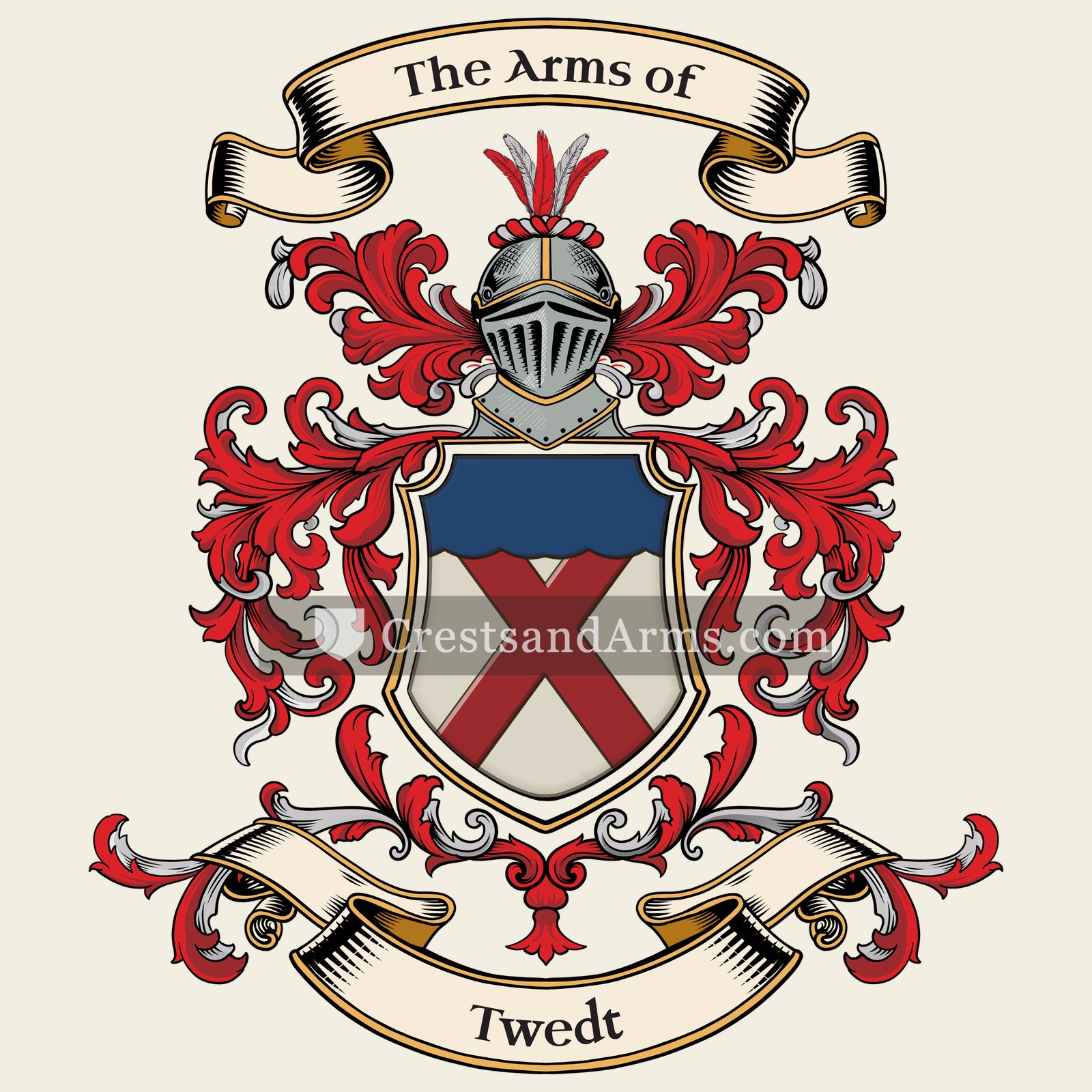 The Twedt coat of arms, drawn from the recorded blazon