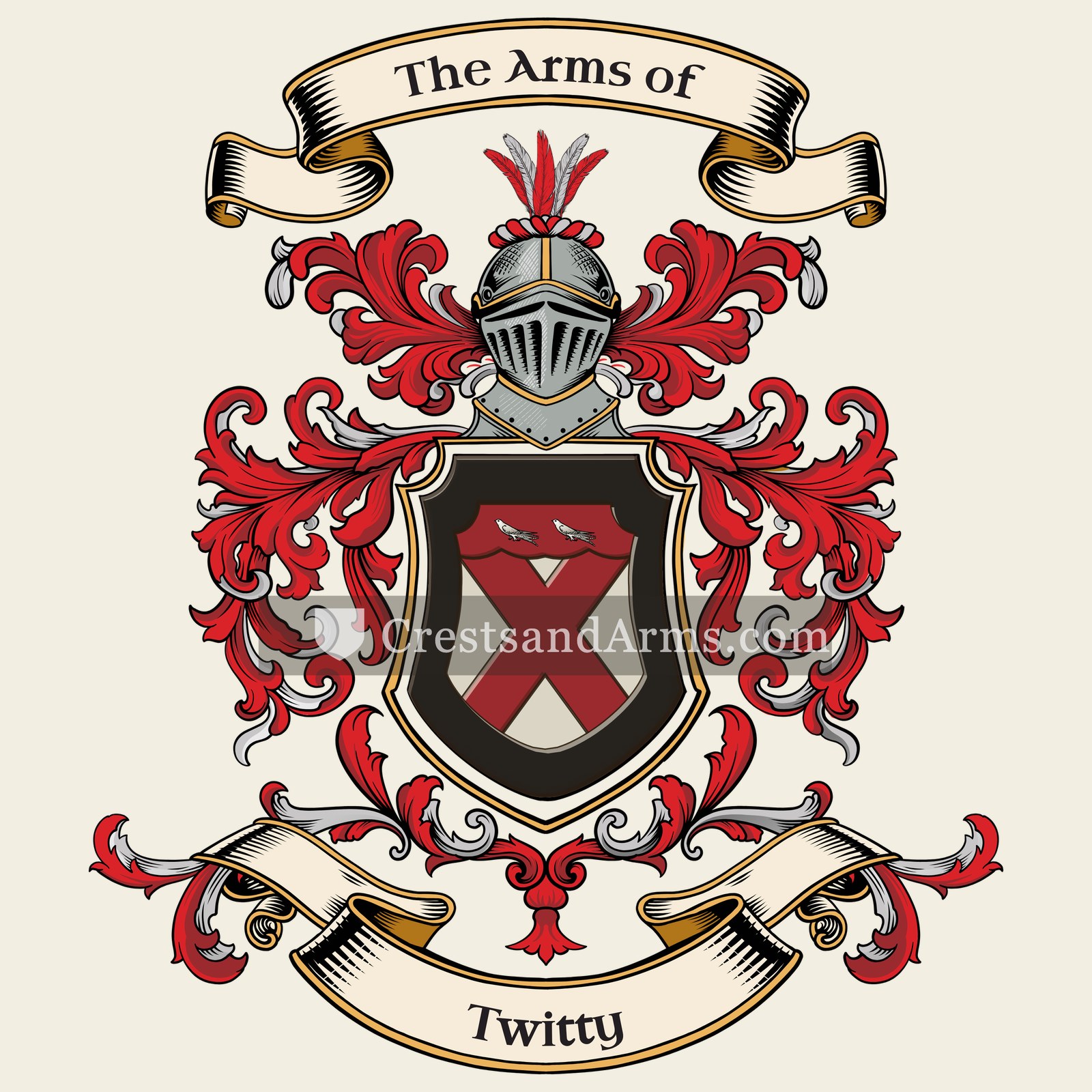 The Twitty coat of arms, drawn from the recorded blazon