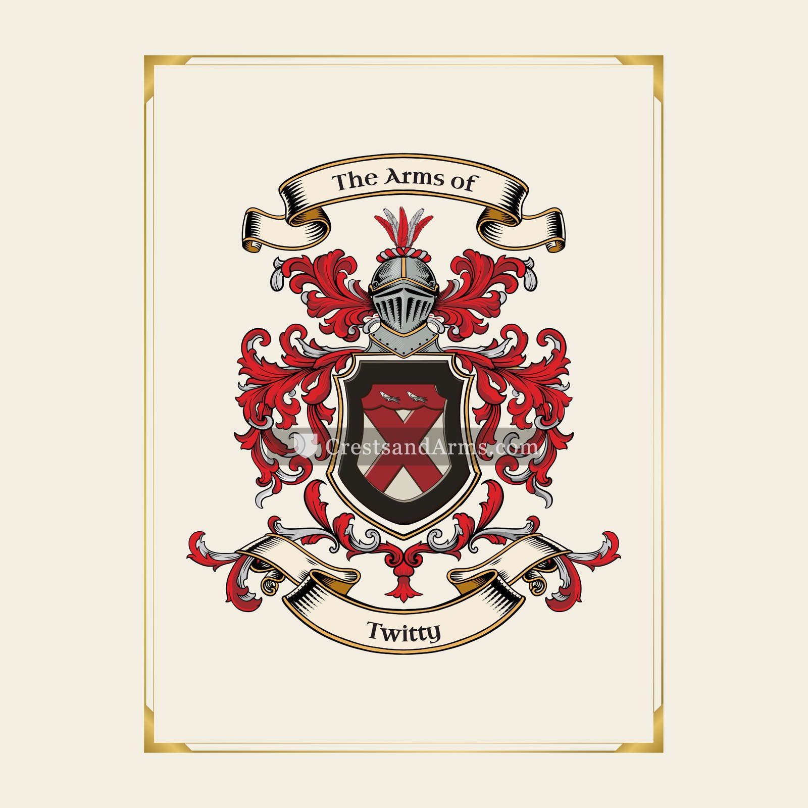 With gold border