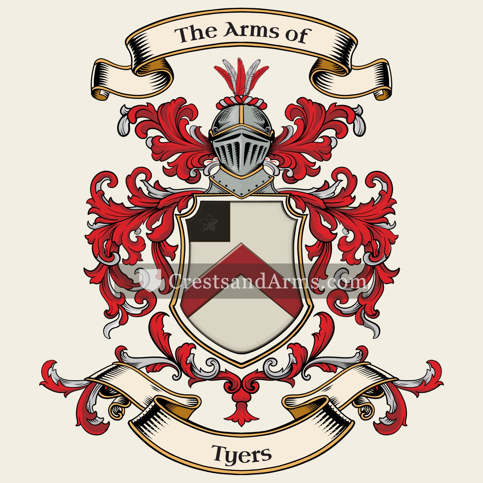 The Tyers coat of arms, drawn from the recorded blazon