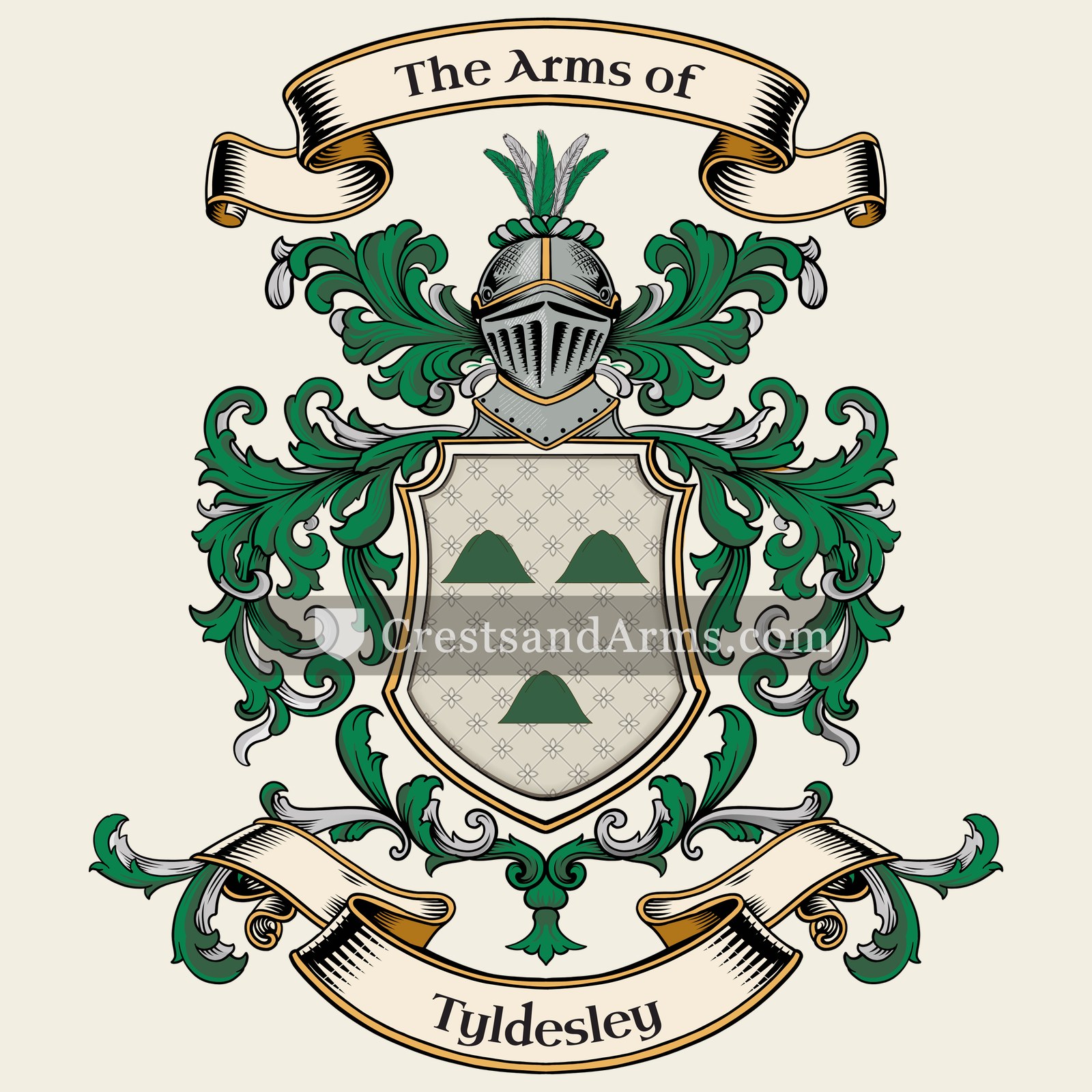 The Tyldesley coat of arms, drawn from the recorded blazon