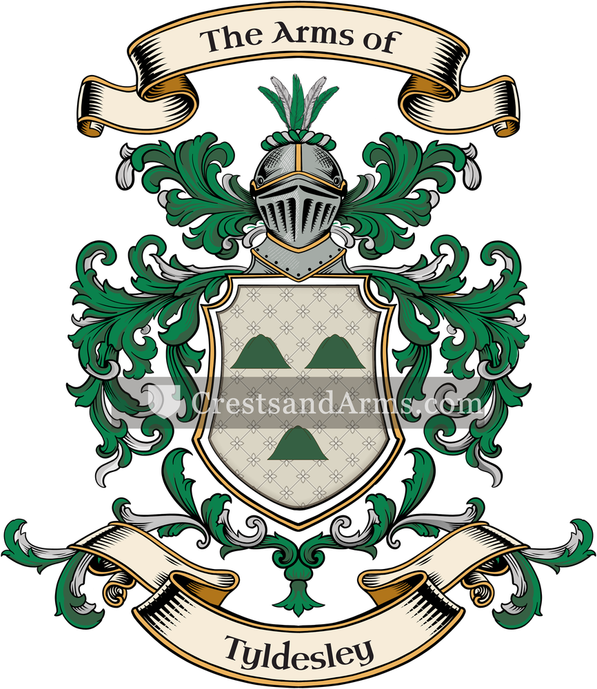 The Tyldesley coat of arms, drawn from the recorded blazon