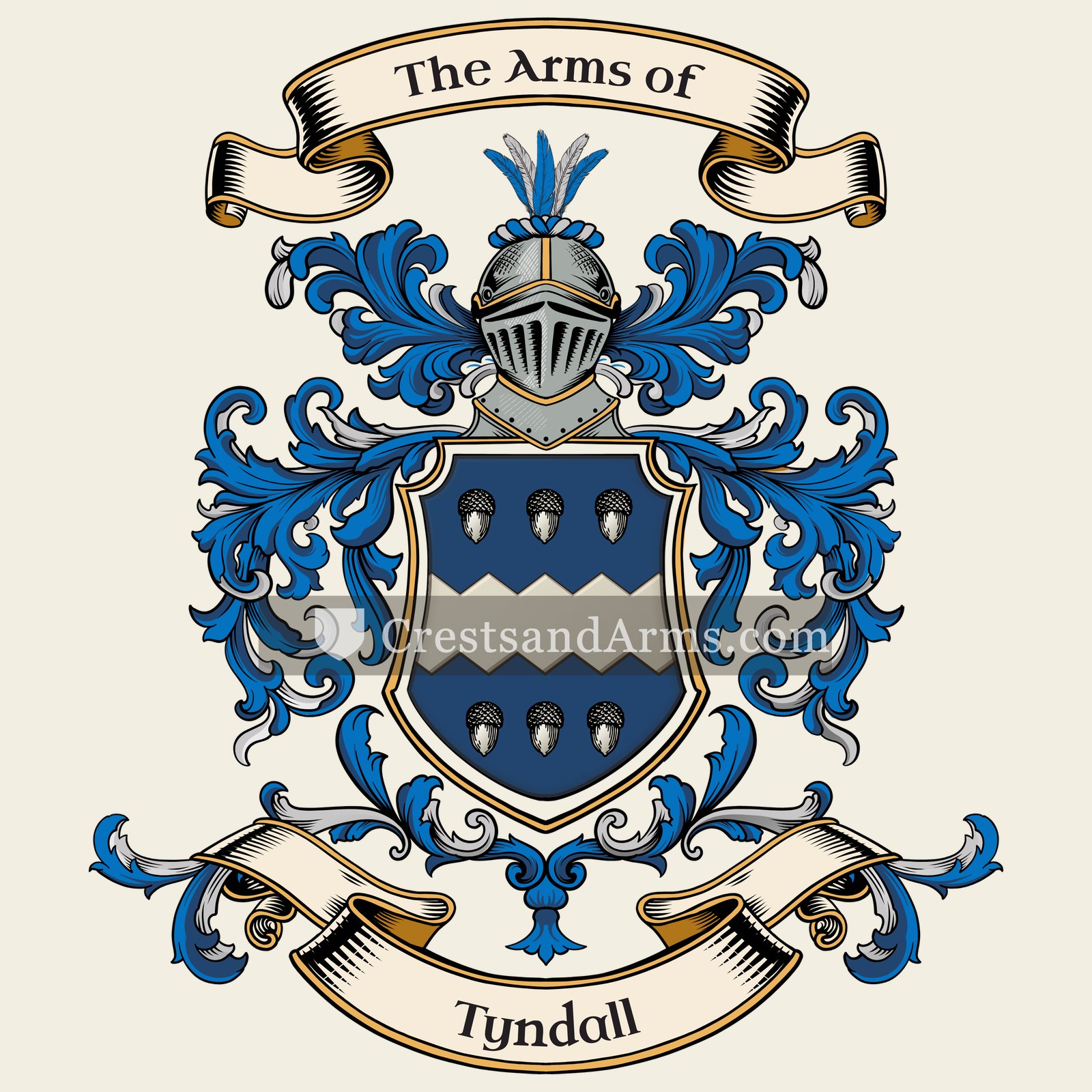 The Tyndall coat of arms, drawn from the recorded blazon