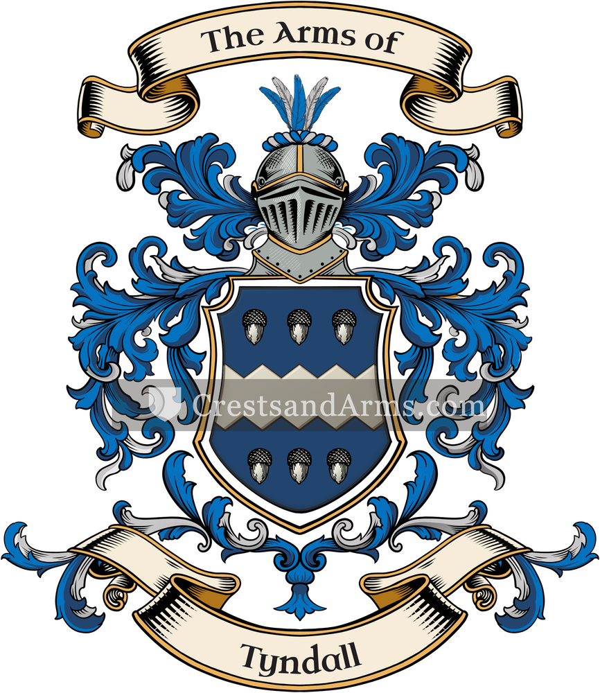 The Tyndall coat of arms, drawn from the recorded blazon