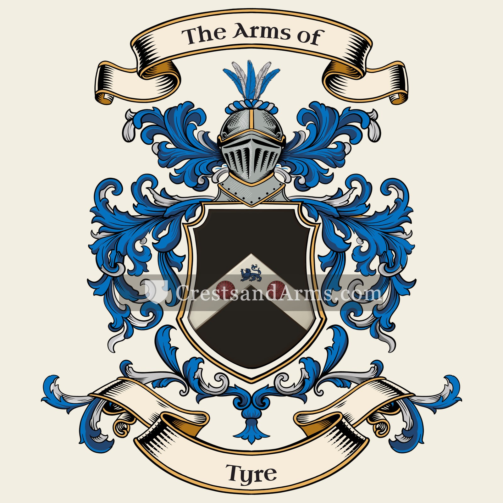 The Tyre coat of arms, drawn from the recorded blazon