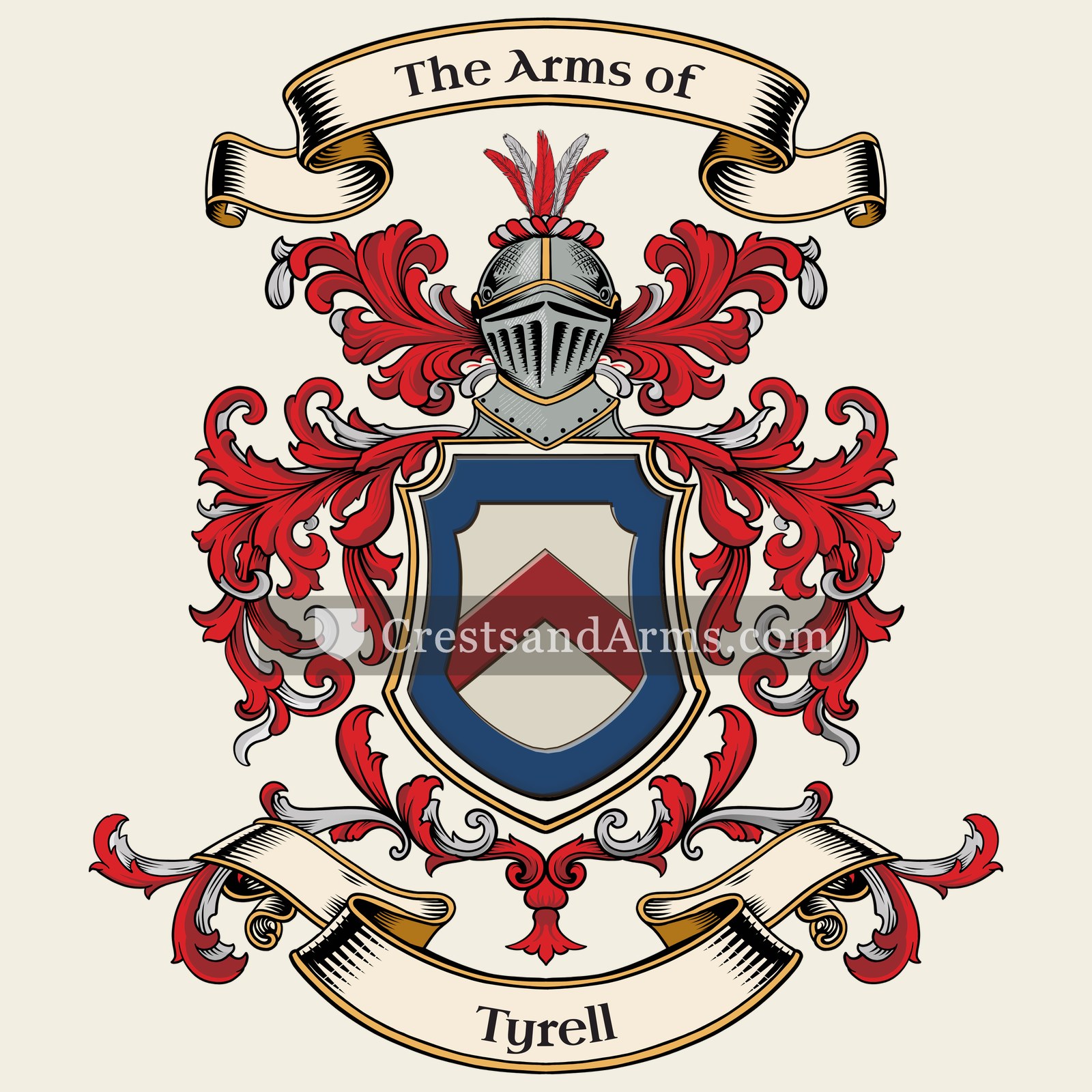 The Tyrell coat of arms, drawn from the recorded blazon