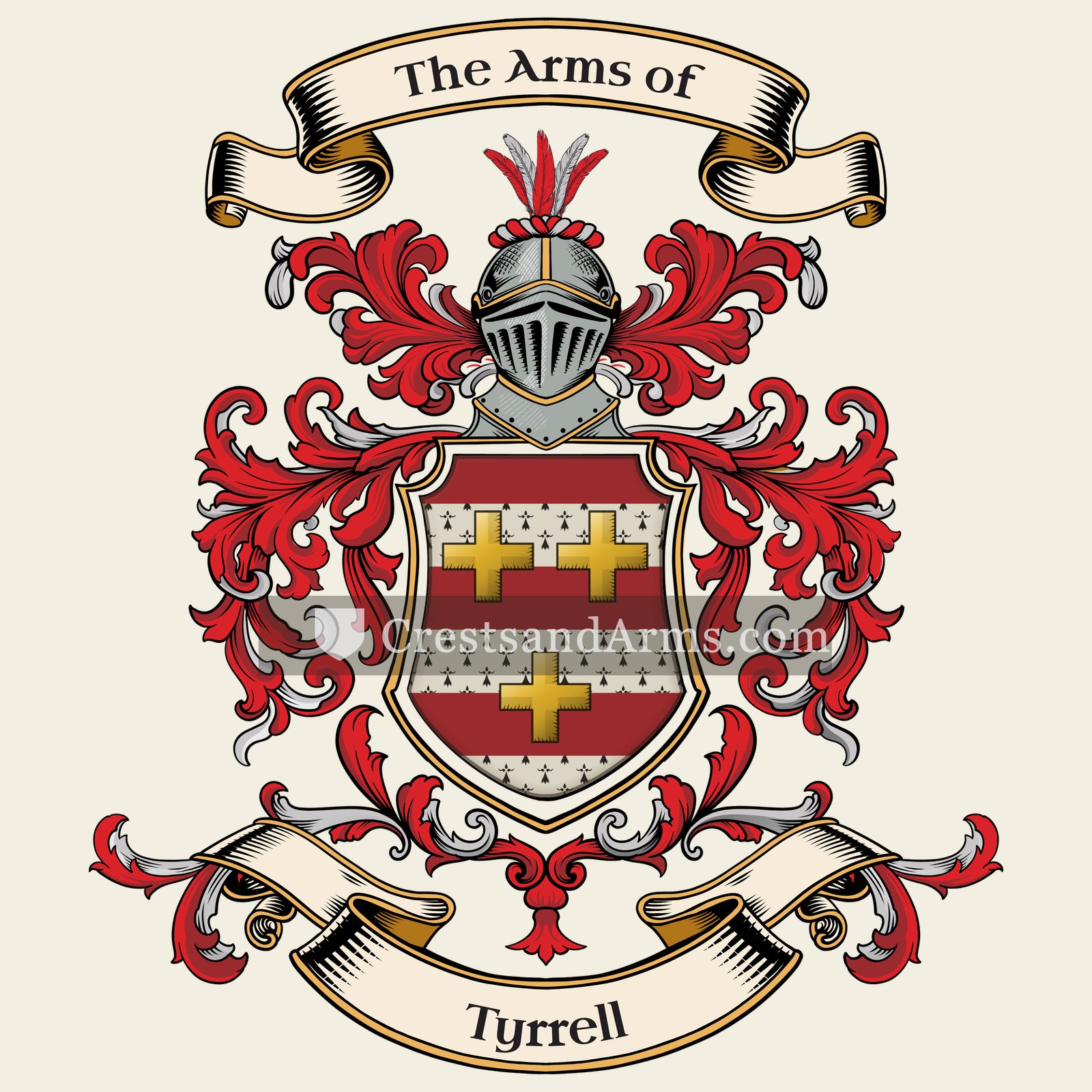 The Tyrrell coat of arms, drawn from the recorded blazon