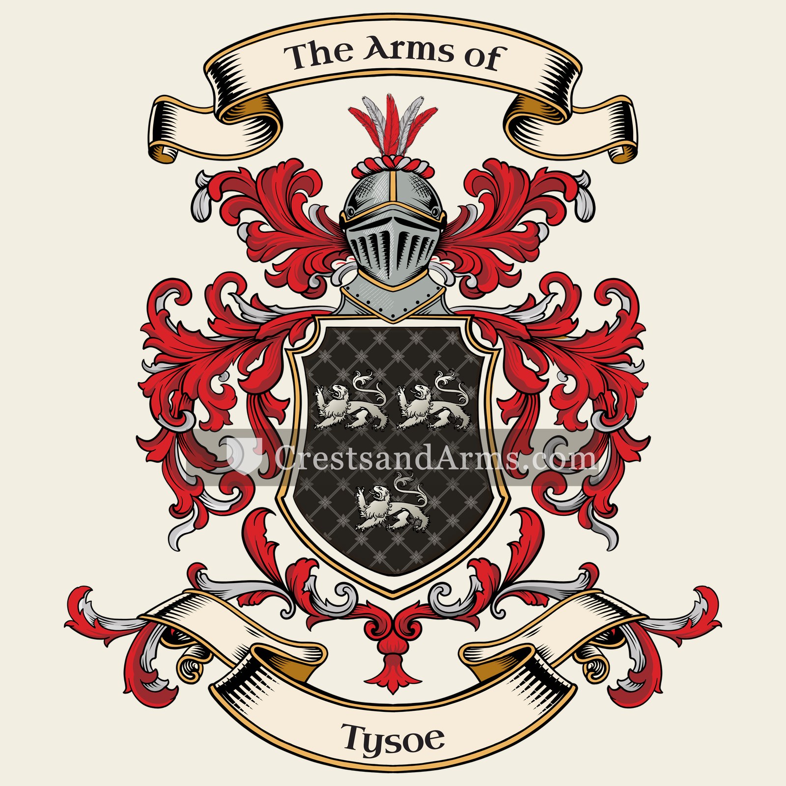 The Tysoe coat of arms, drawn from the recorded blazon
