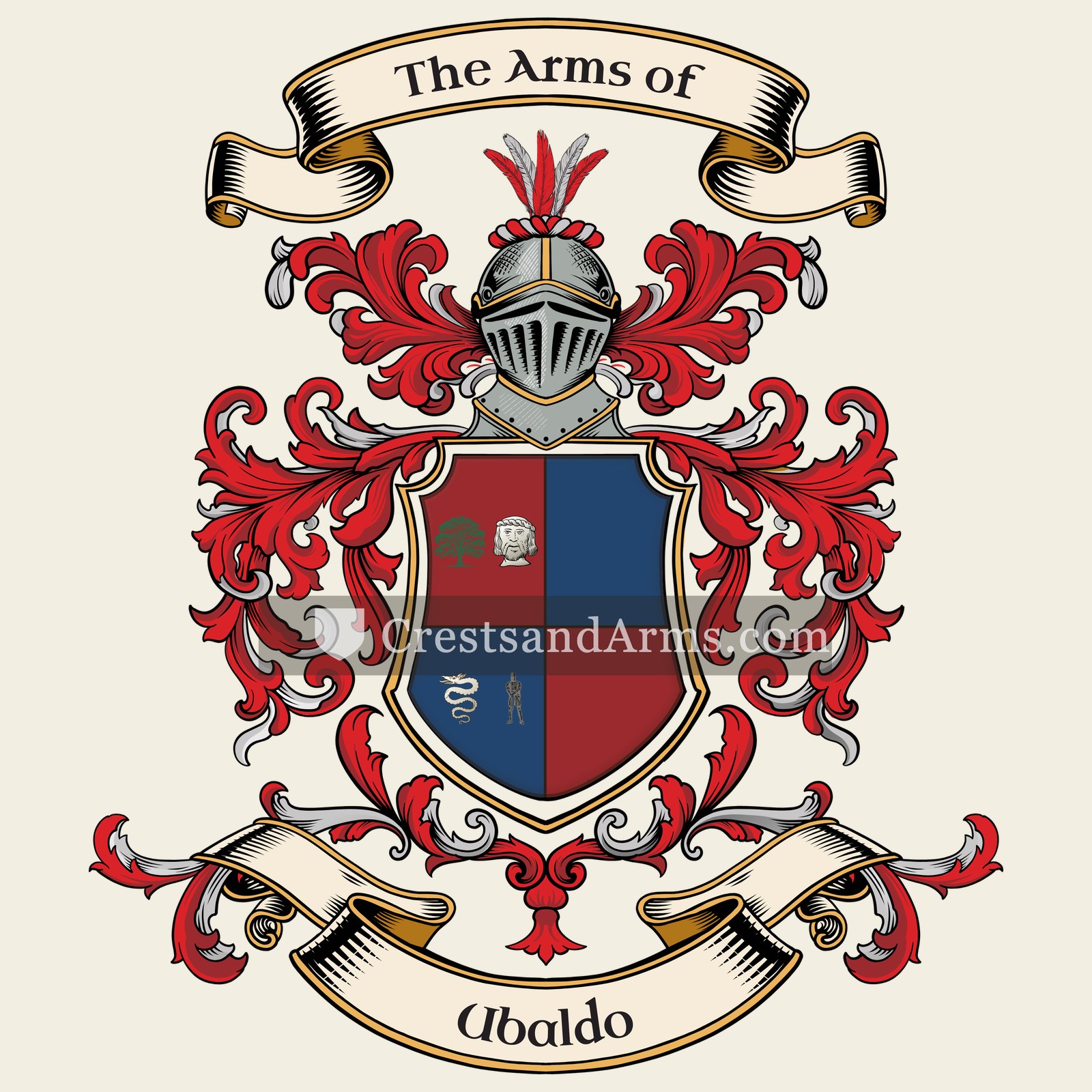 The Ubaldo coat of arms, drawn from the recorded blazon