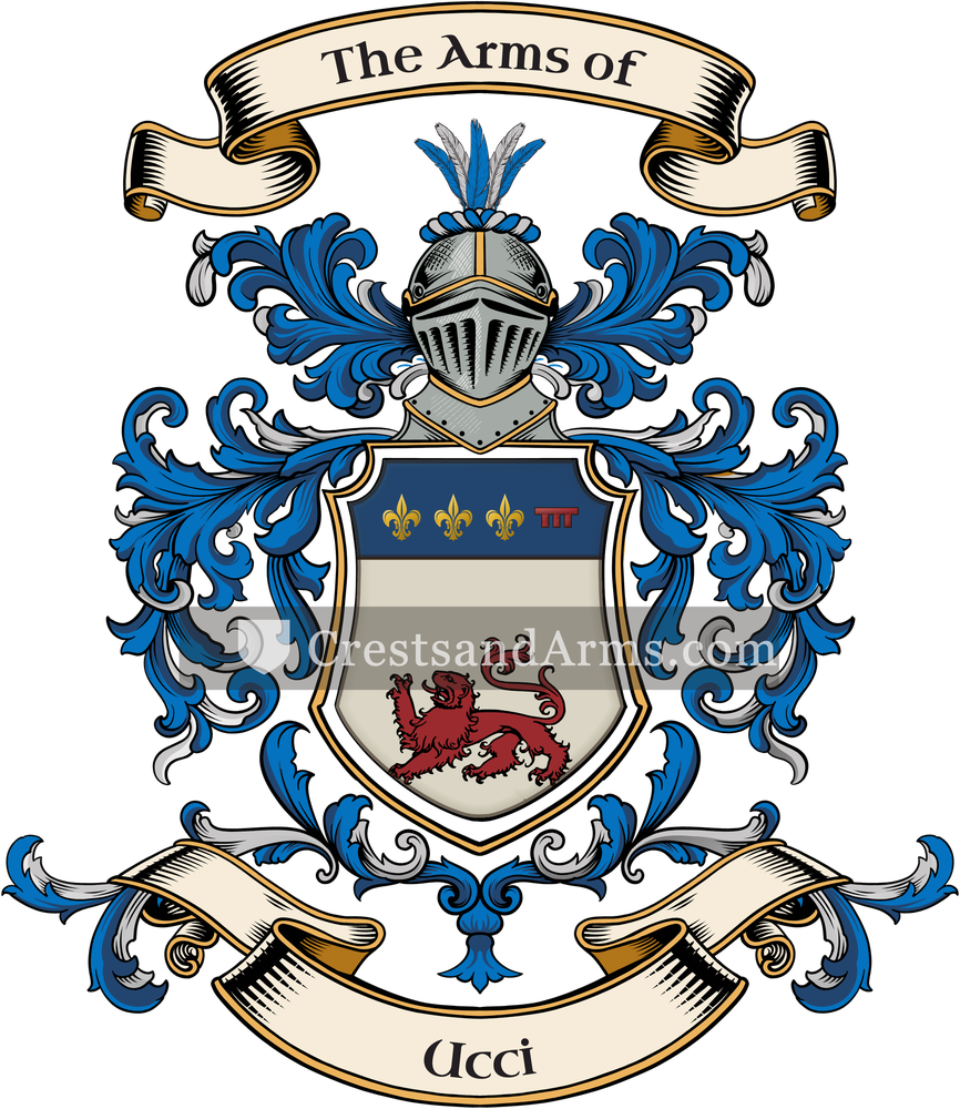 The Ucci coat of arms, drawn from the recorded blazon