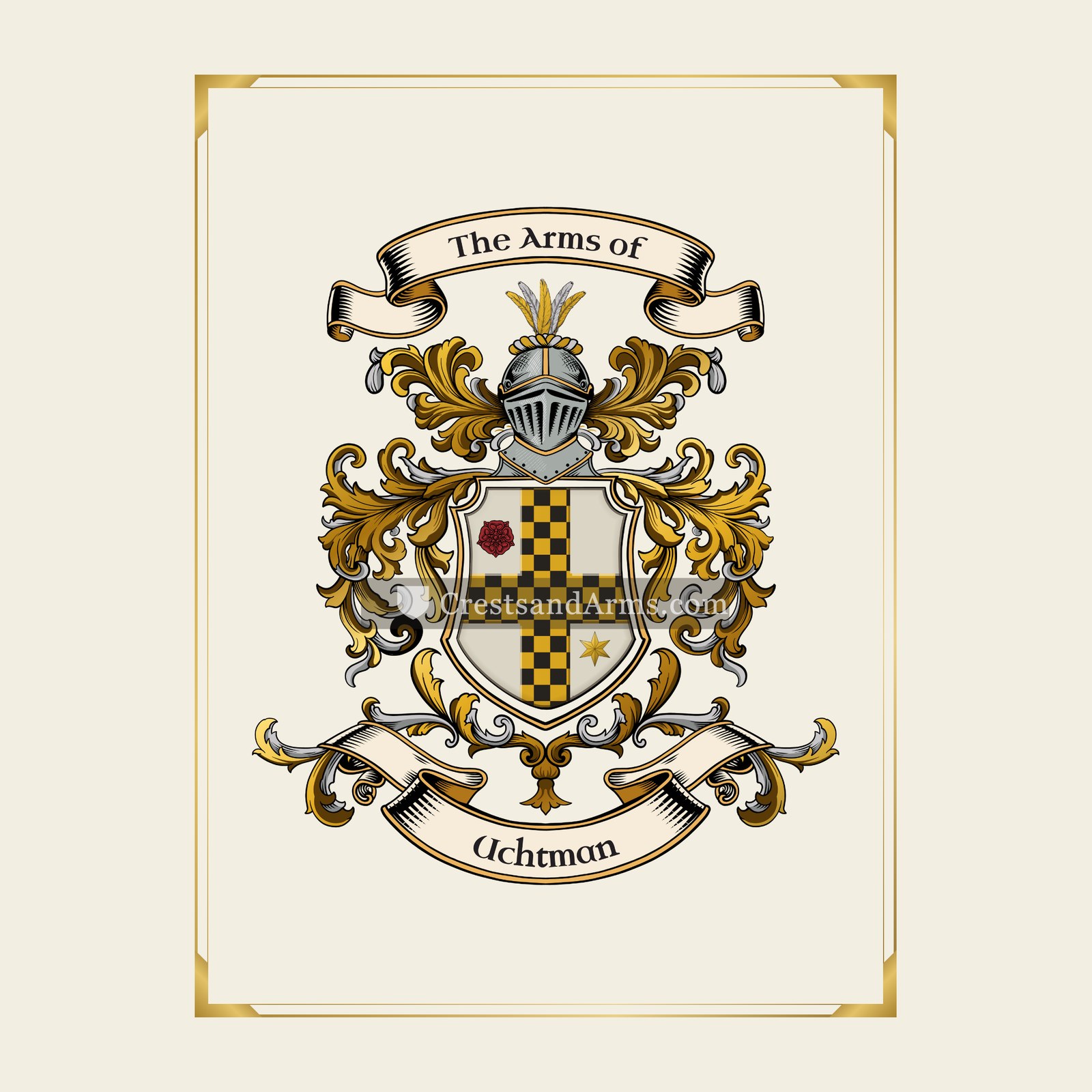 With gold border