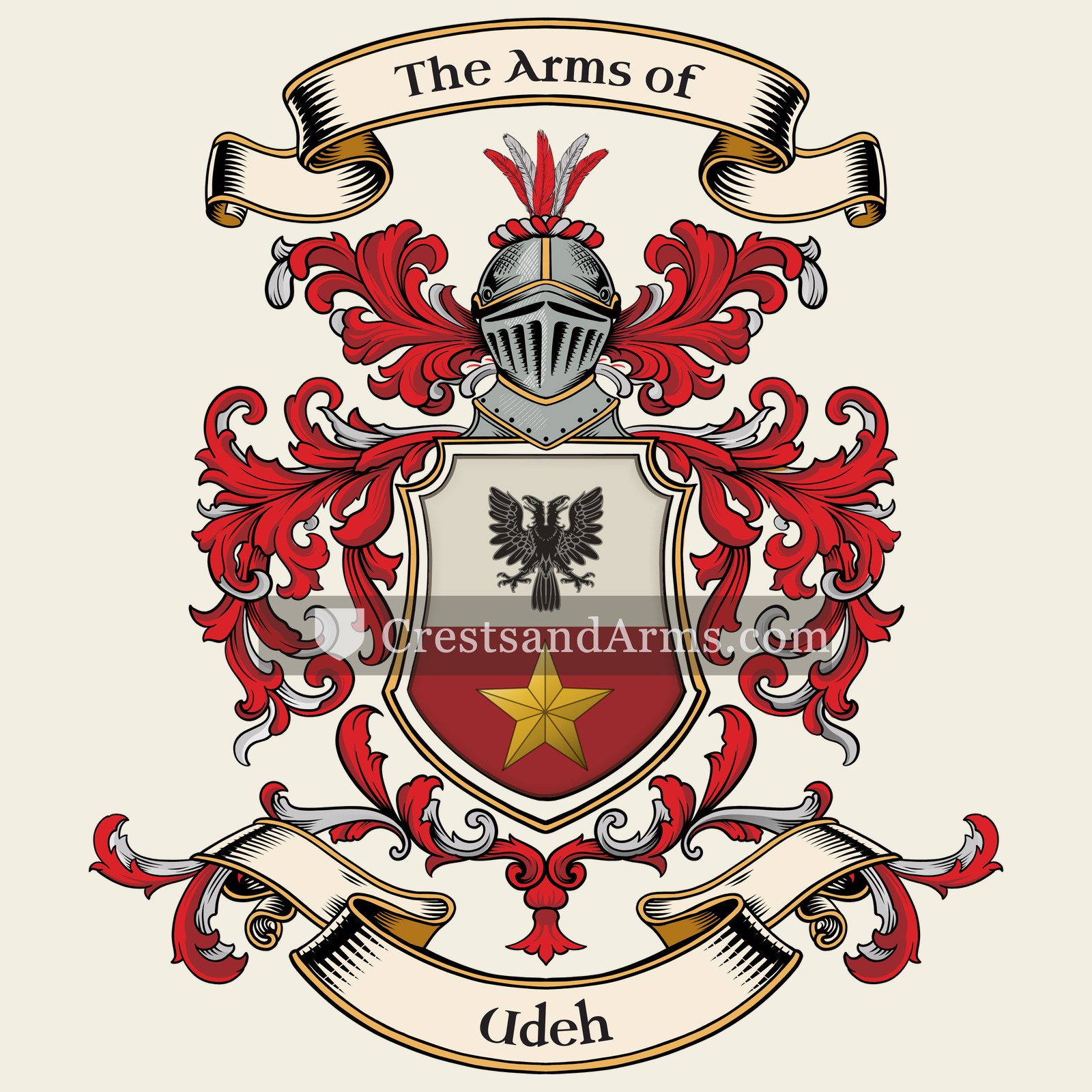 The Udeh coat of arms, drawn from the recorded blazon