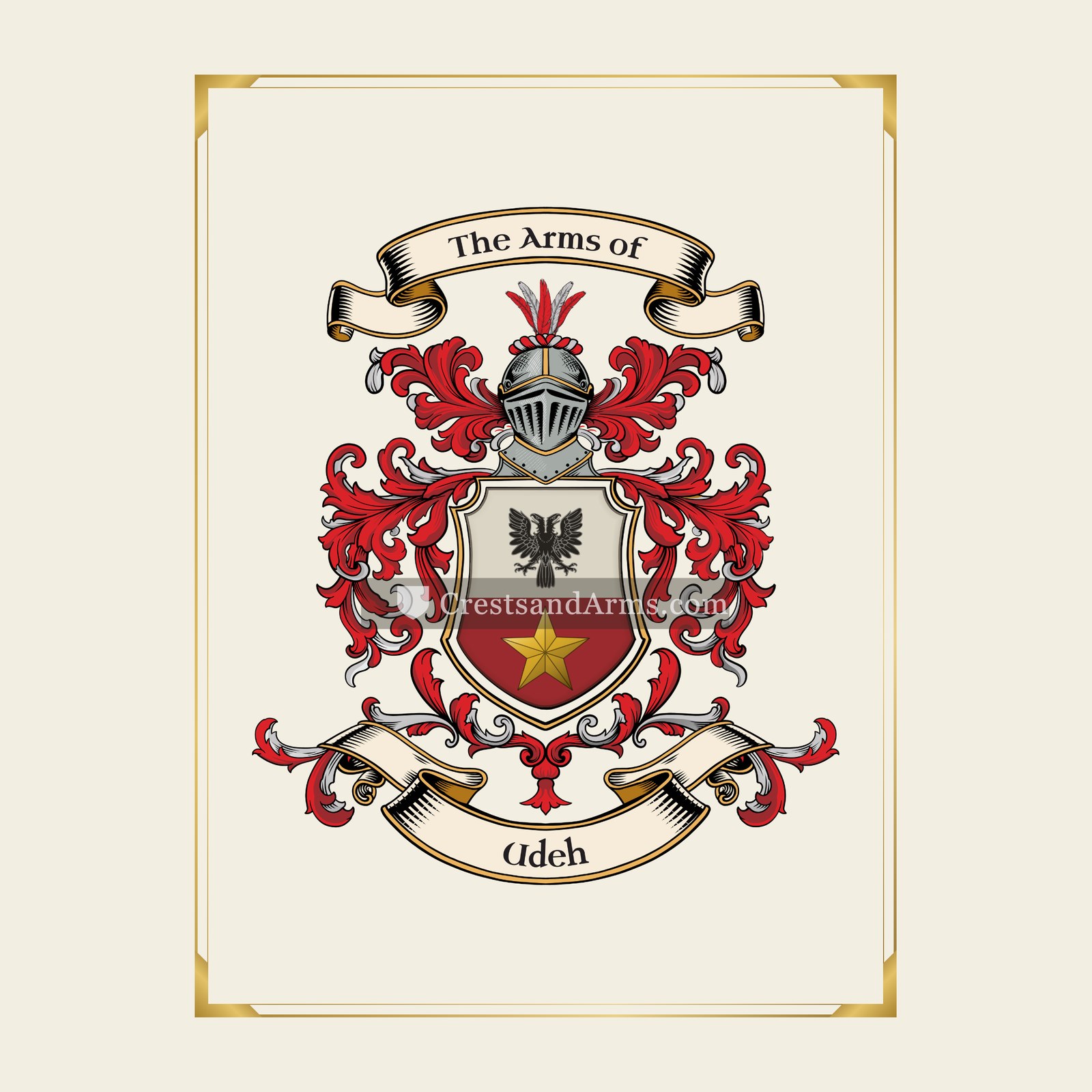 With gold border