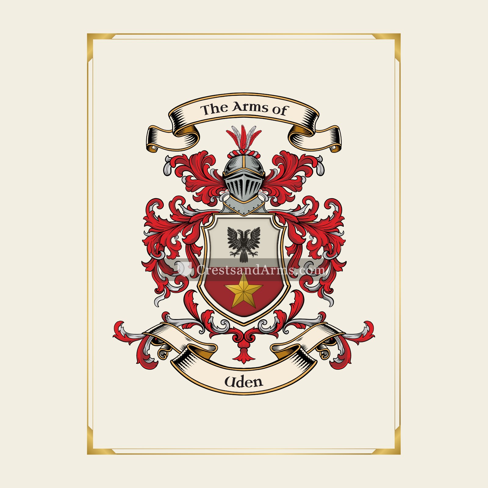 With gold border