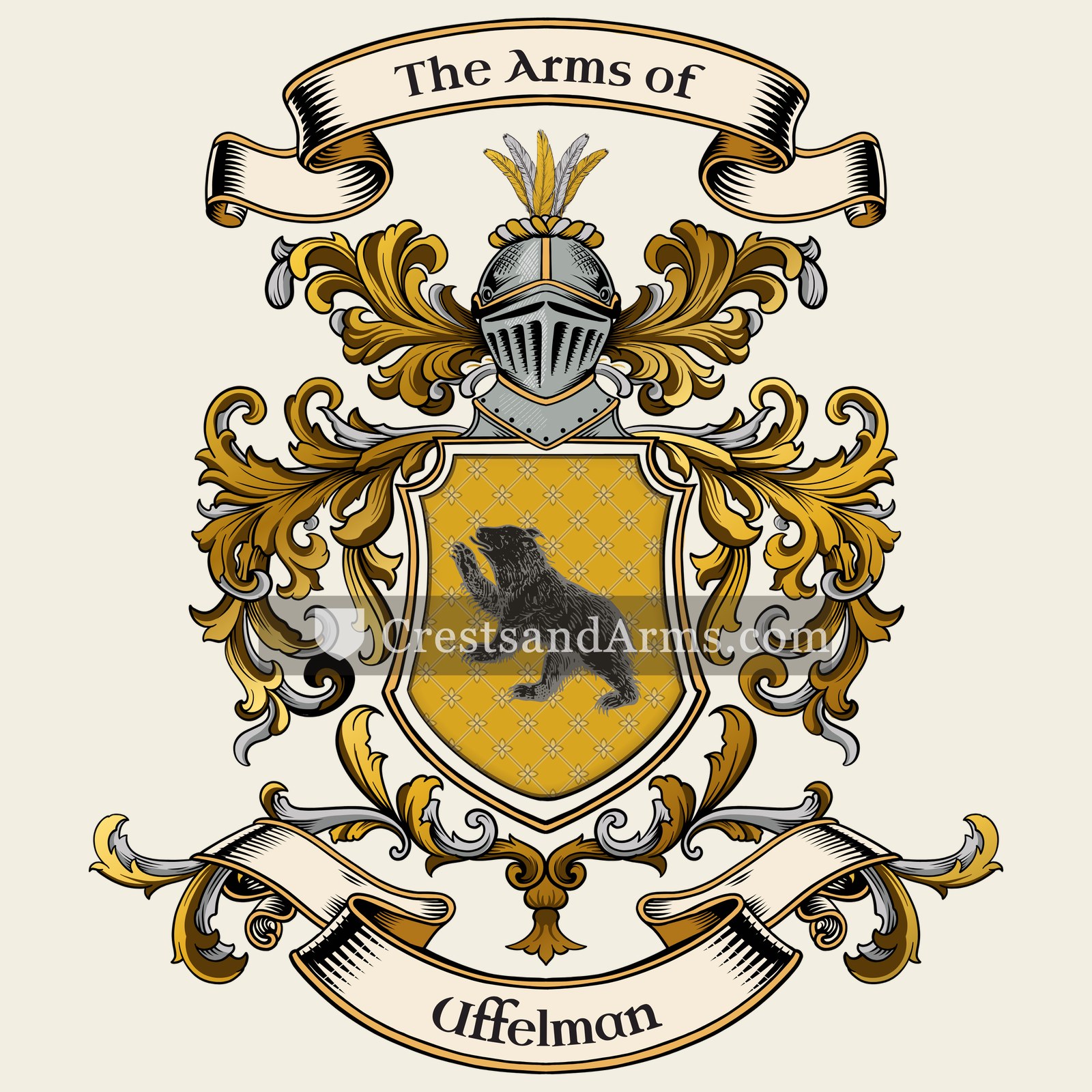 The Uffelman coat of arms, drawn from the recorded blazon