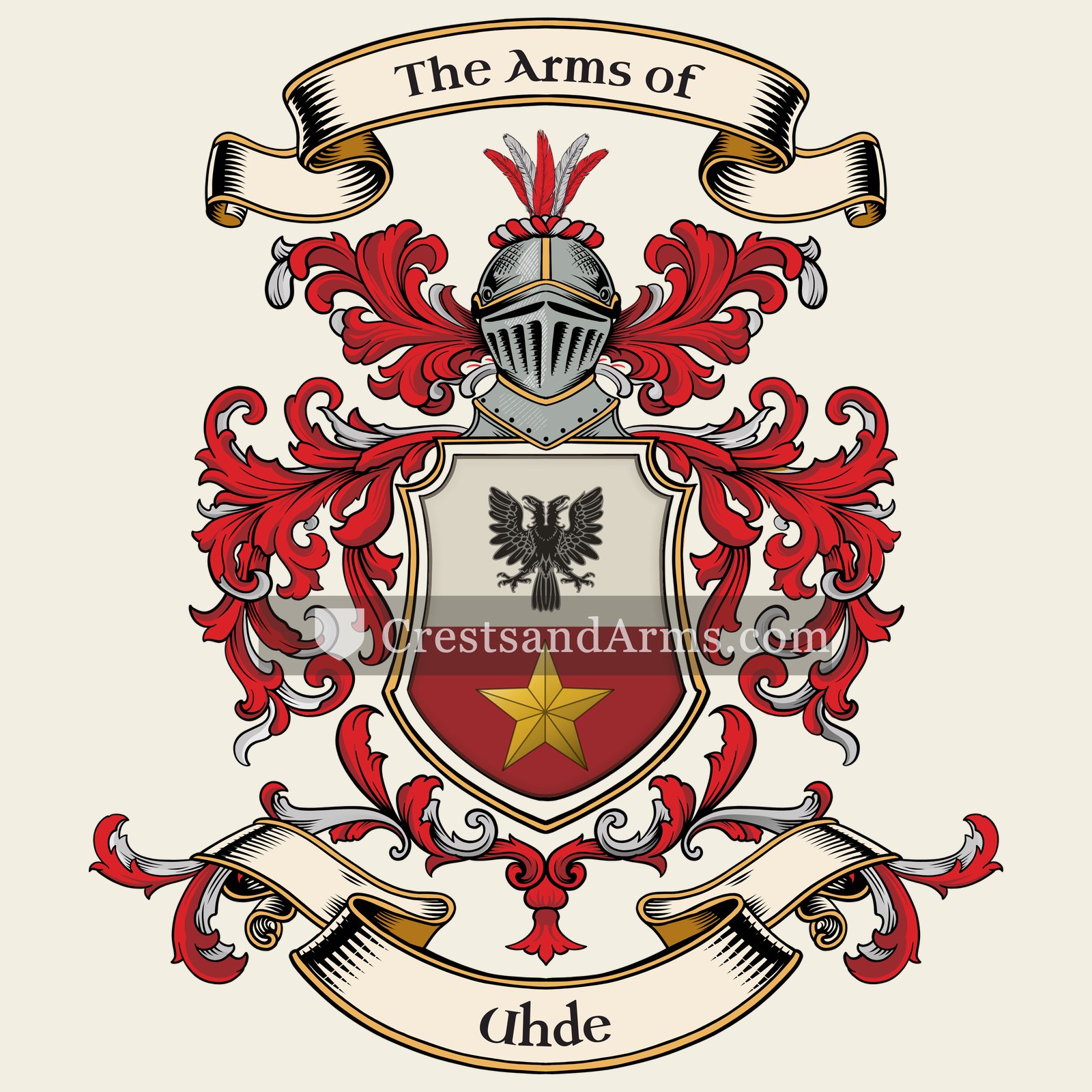 The Uhde coat of arms, drawn from the recorded blazon