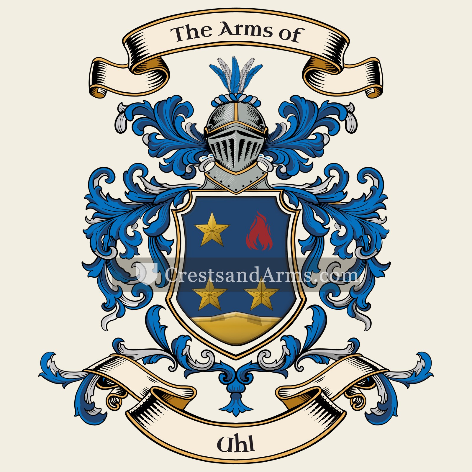 The Uhl coat of arms, drawn from the recorded blazon