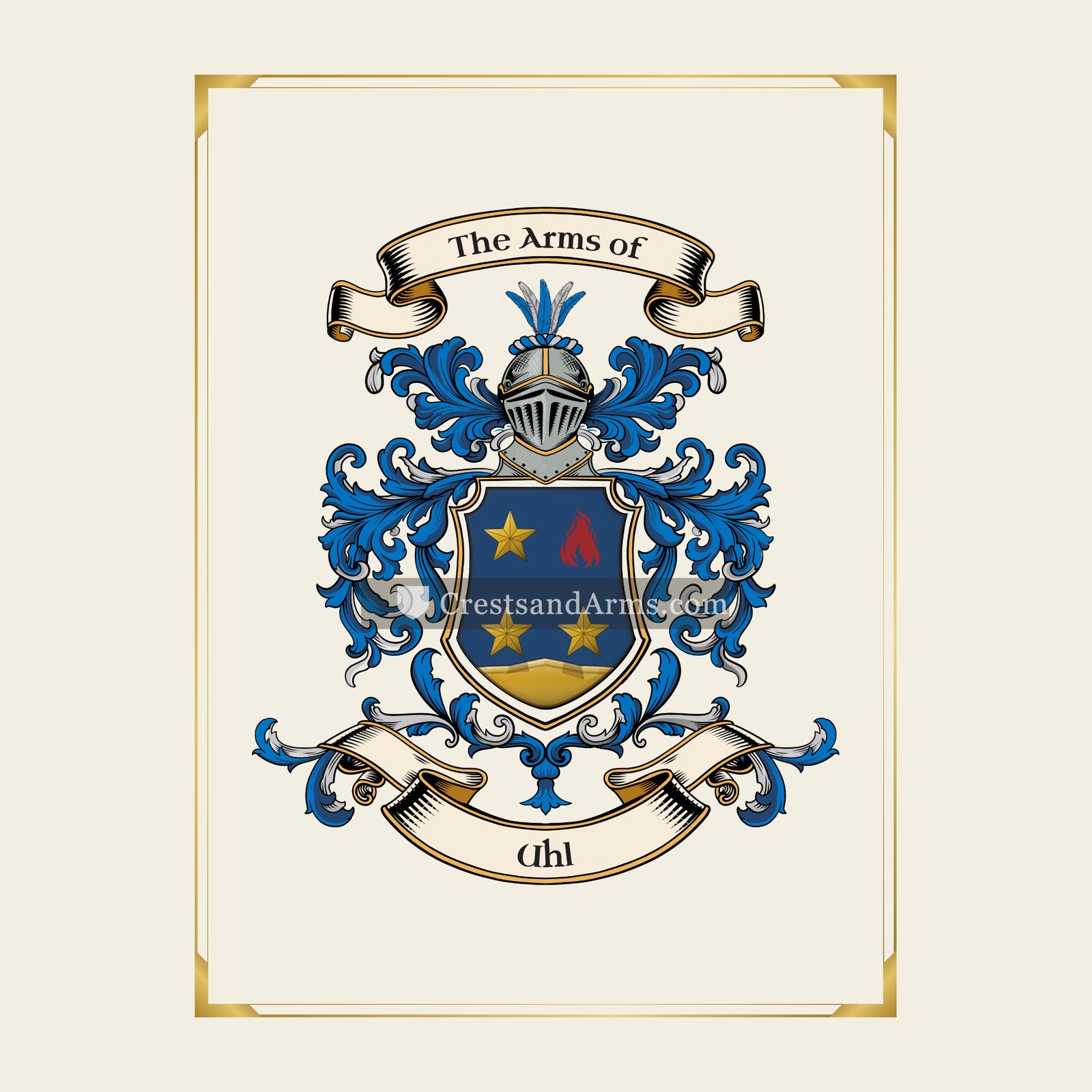 With gold border