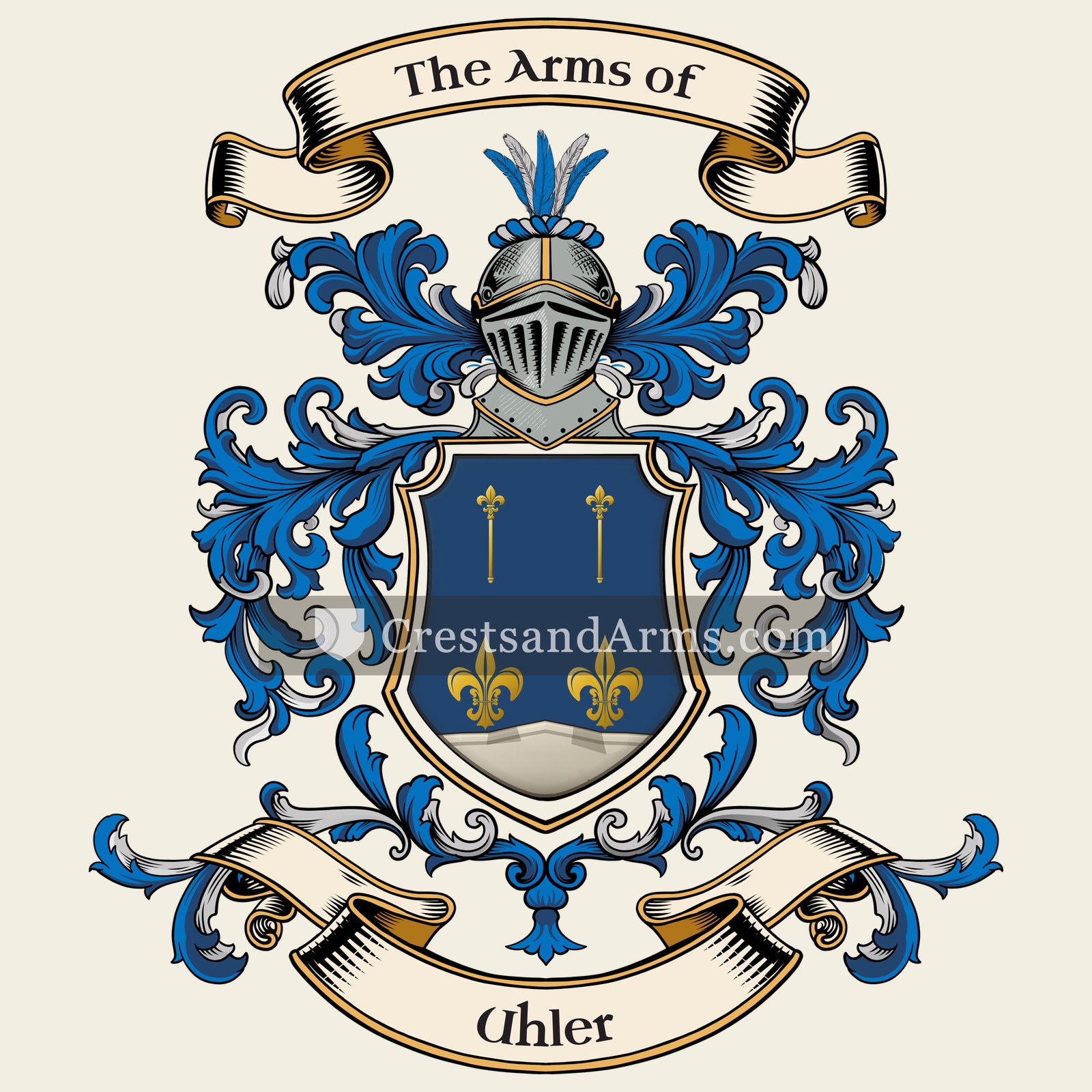 The Uhler coat of arms, drawn from the recorded blazon