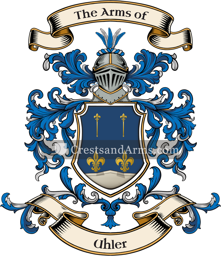 The Uhler coat of arms, drawn from the recorded blazon