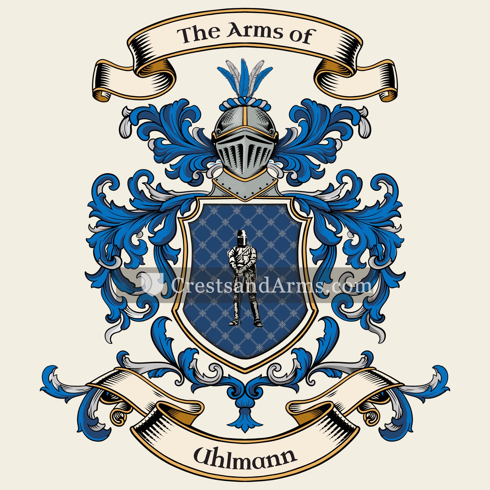 The Uhlmann coat of arms, drawn from the recorded blazon