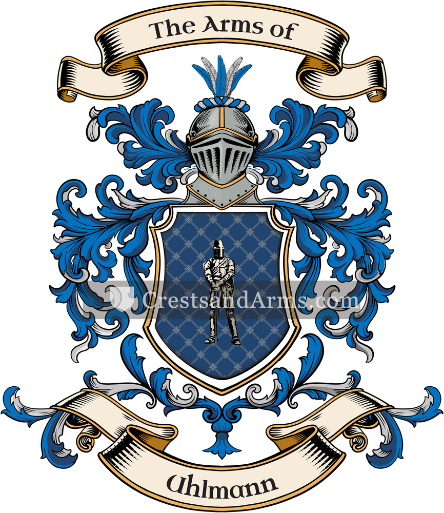 The Uhlmann coat of arms, drawn from the recorded blazon
