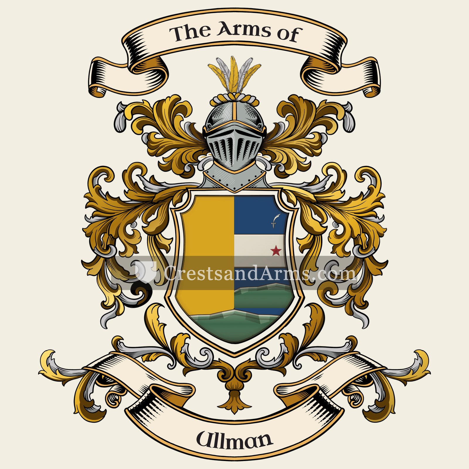 The Ullman coat of arms, drawn from the recorded blazon