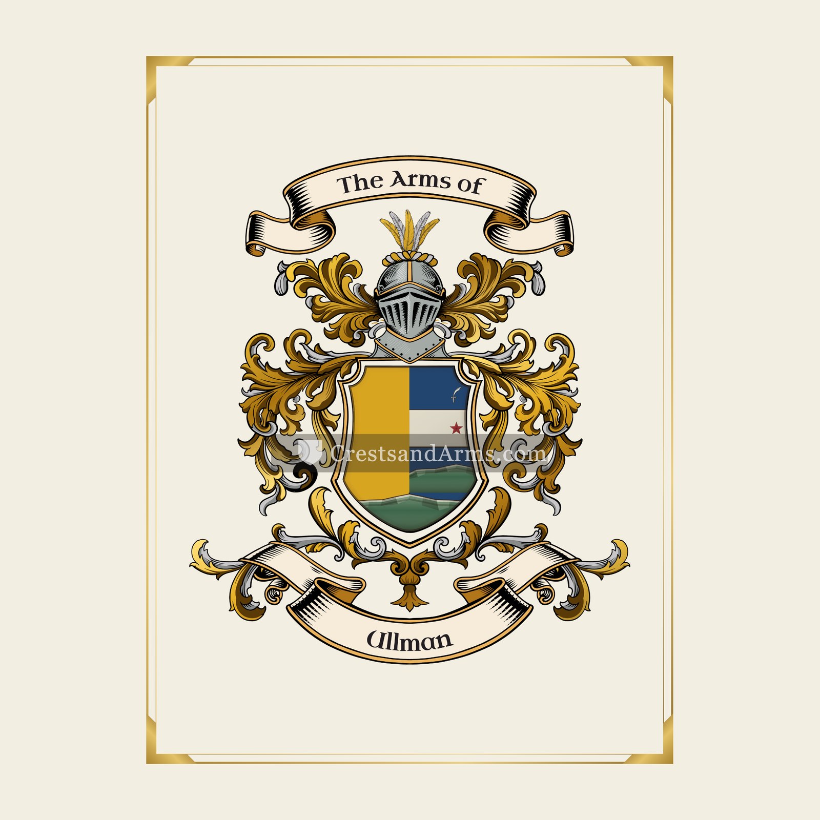 With gold border