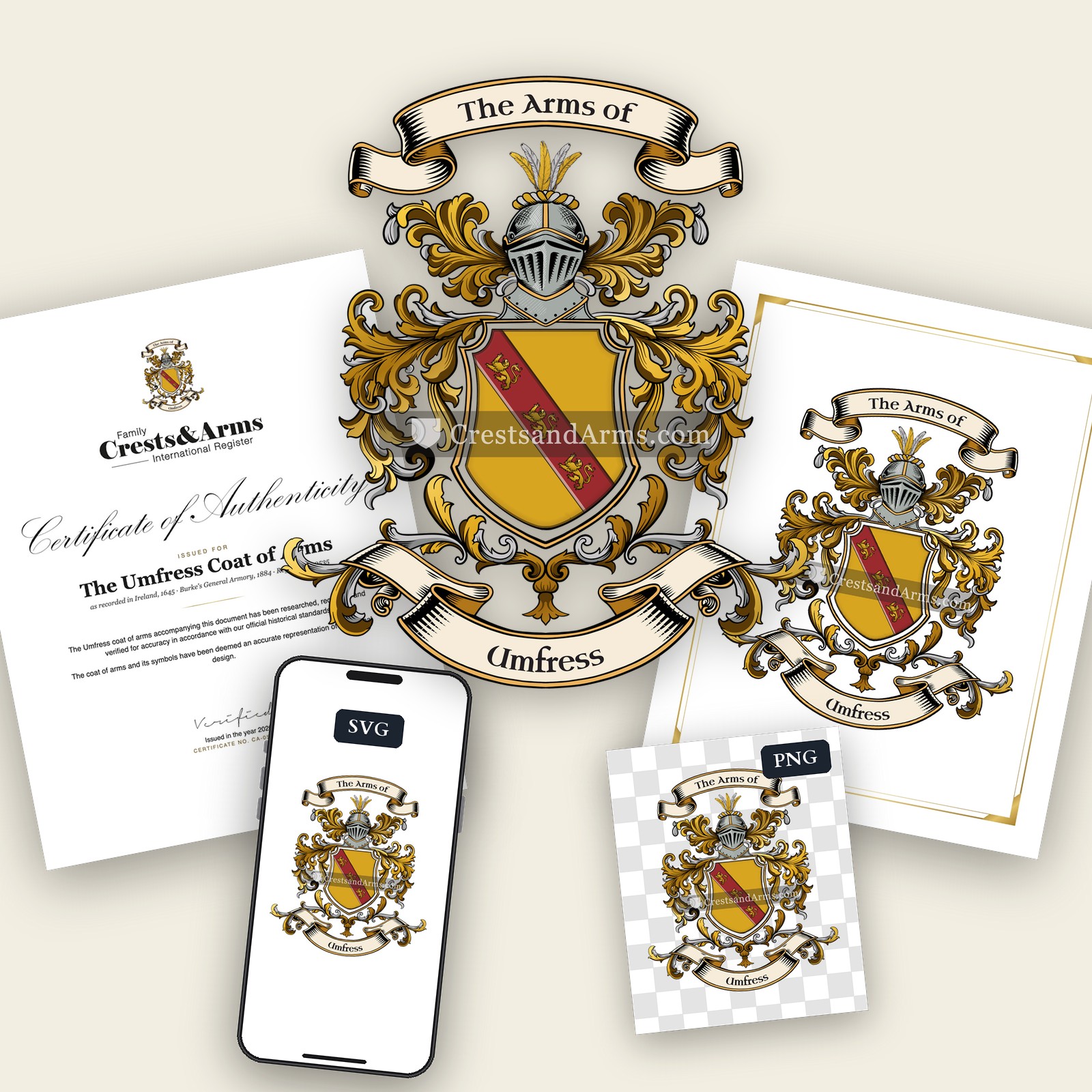 The Umfress arms on the coat of arms — digital pack