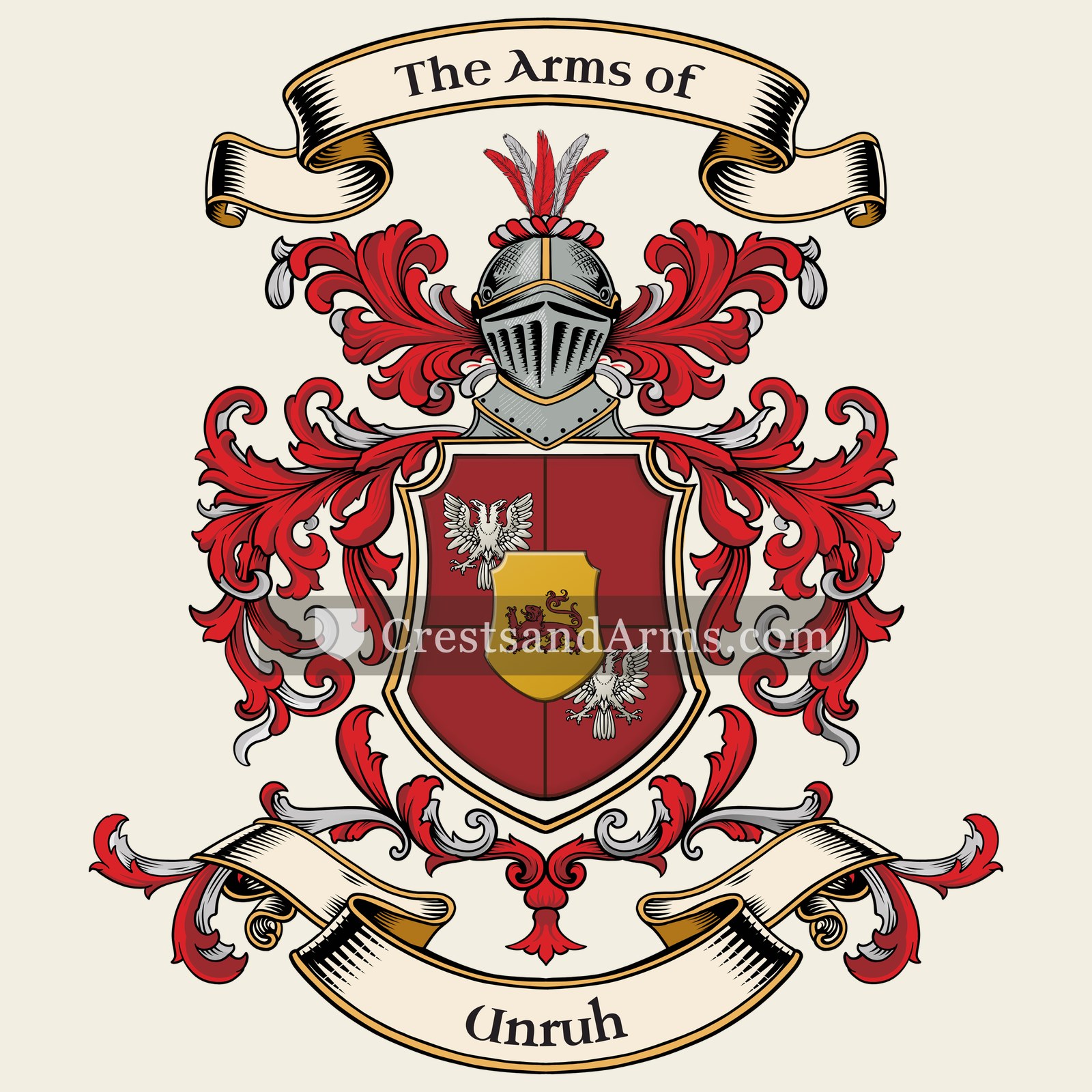 The Unruh coat of arms, drawn from the recorded blazon