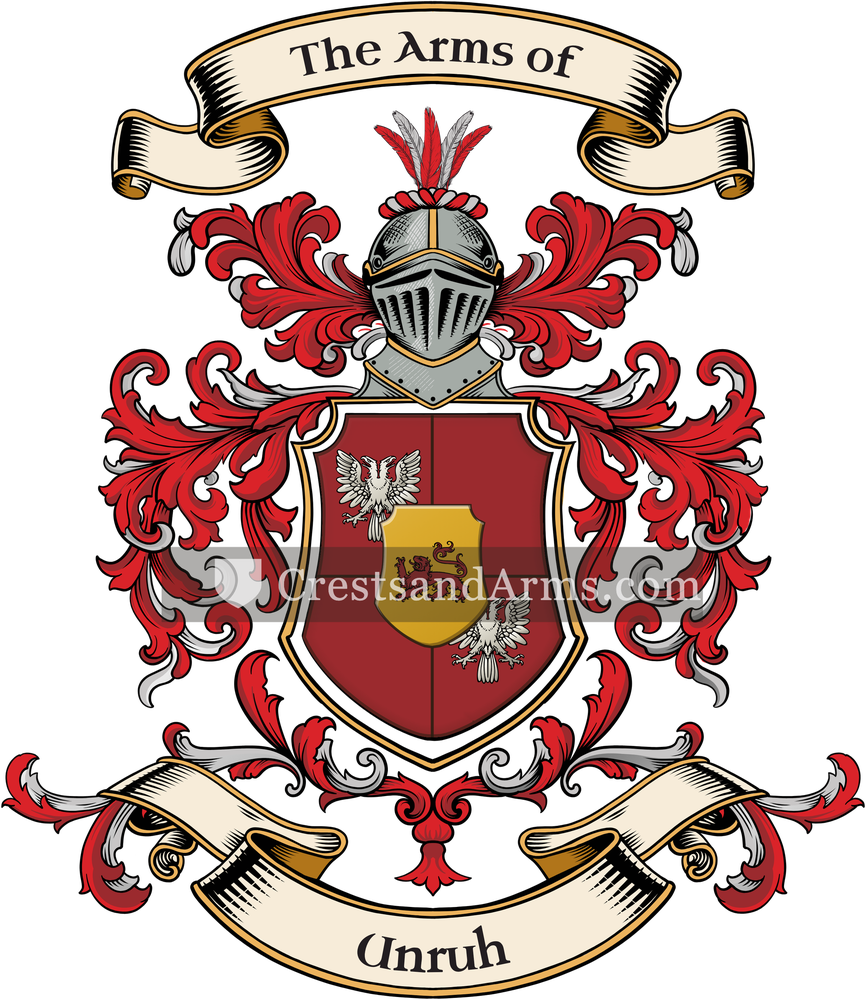 The Unruh coat of arms, drawn from the recorded blazon