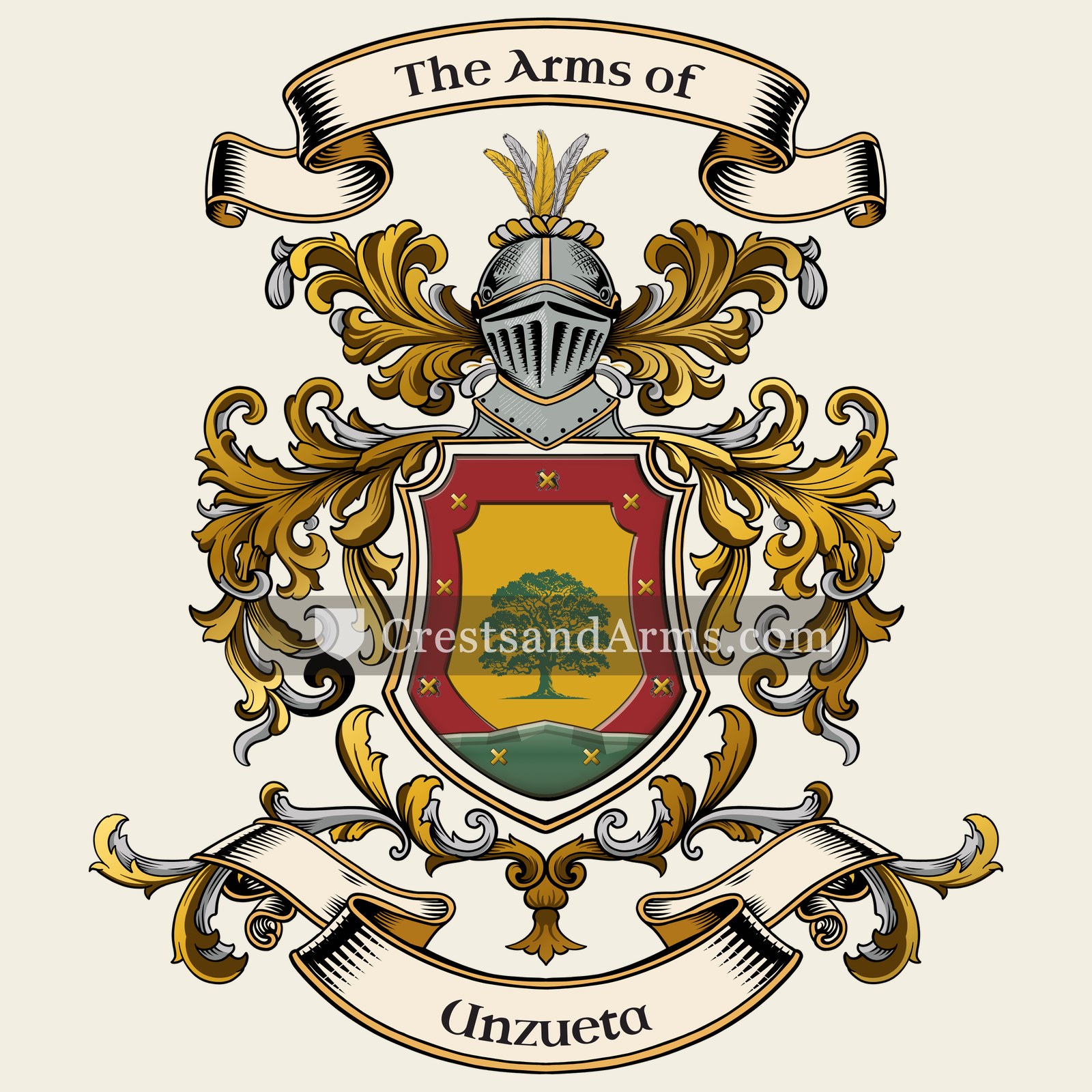 The Unzueta coat of arms, drawn from the recorded blazon