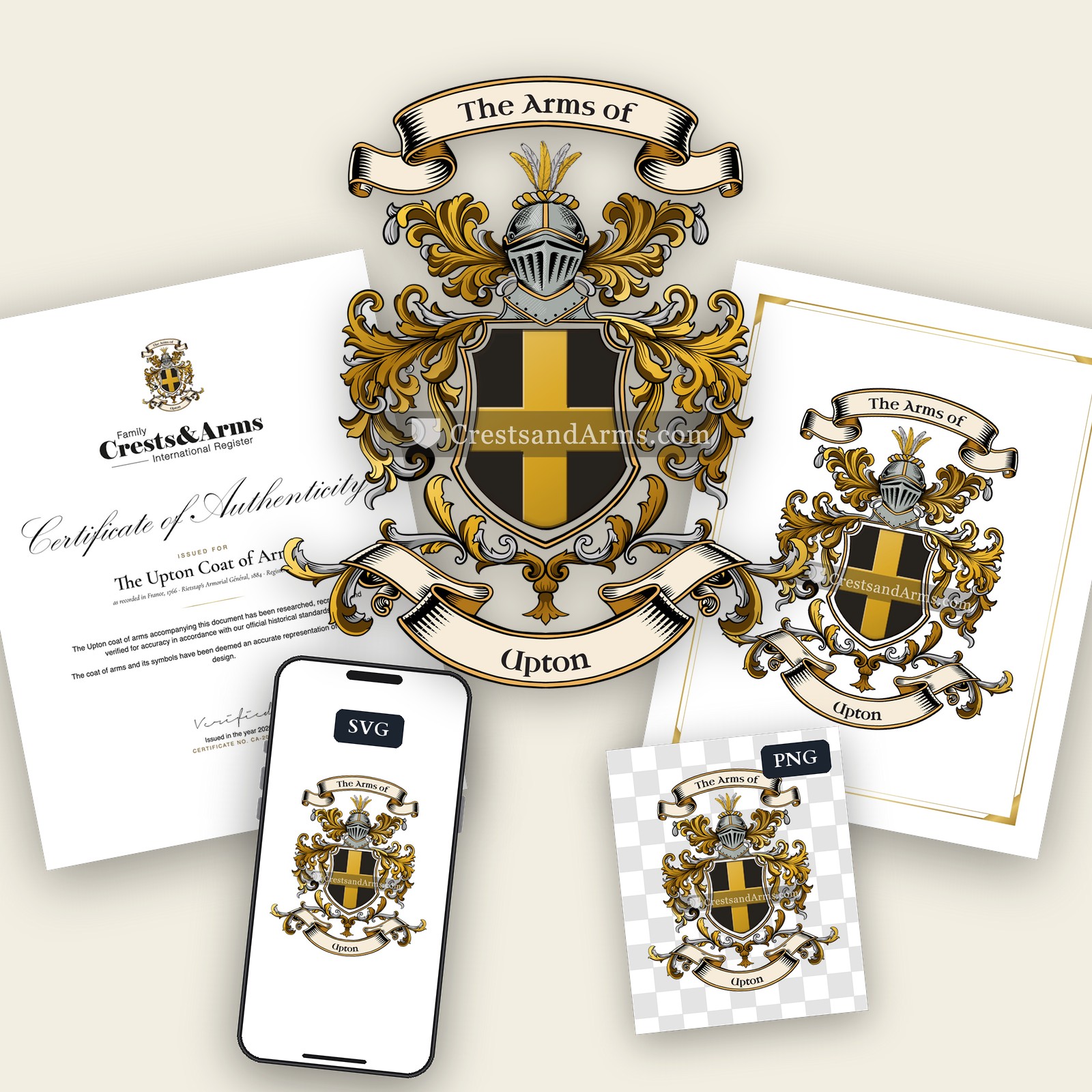 The Upton arms on the coat of arms — digital pack