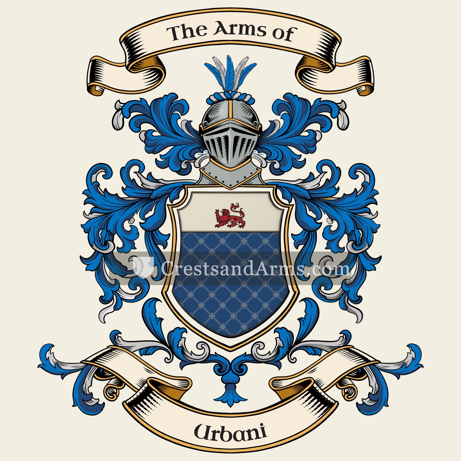 The Urbani coat of arms, drawn from the recorded blazon