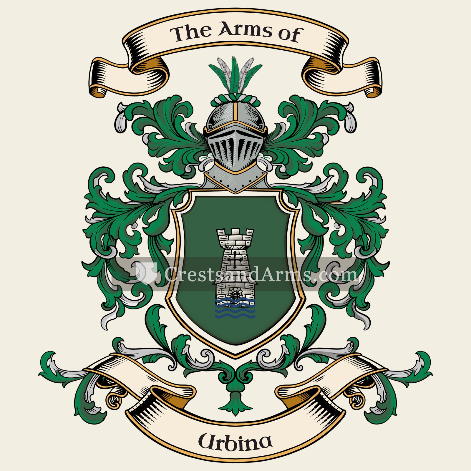 The Urbina coat of arms, drawn from the recorded blazon